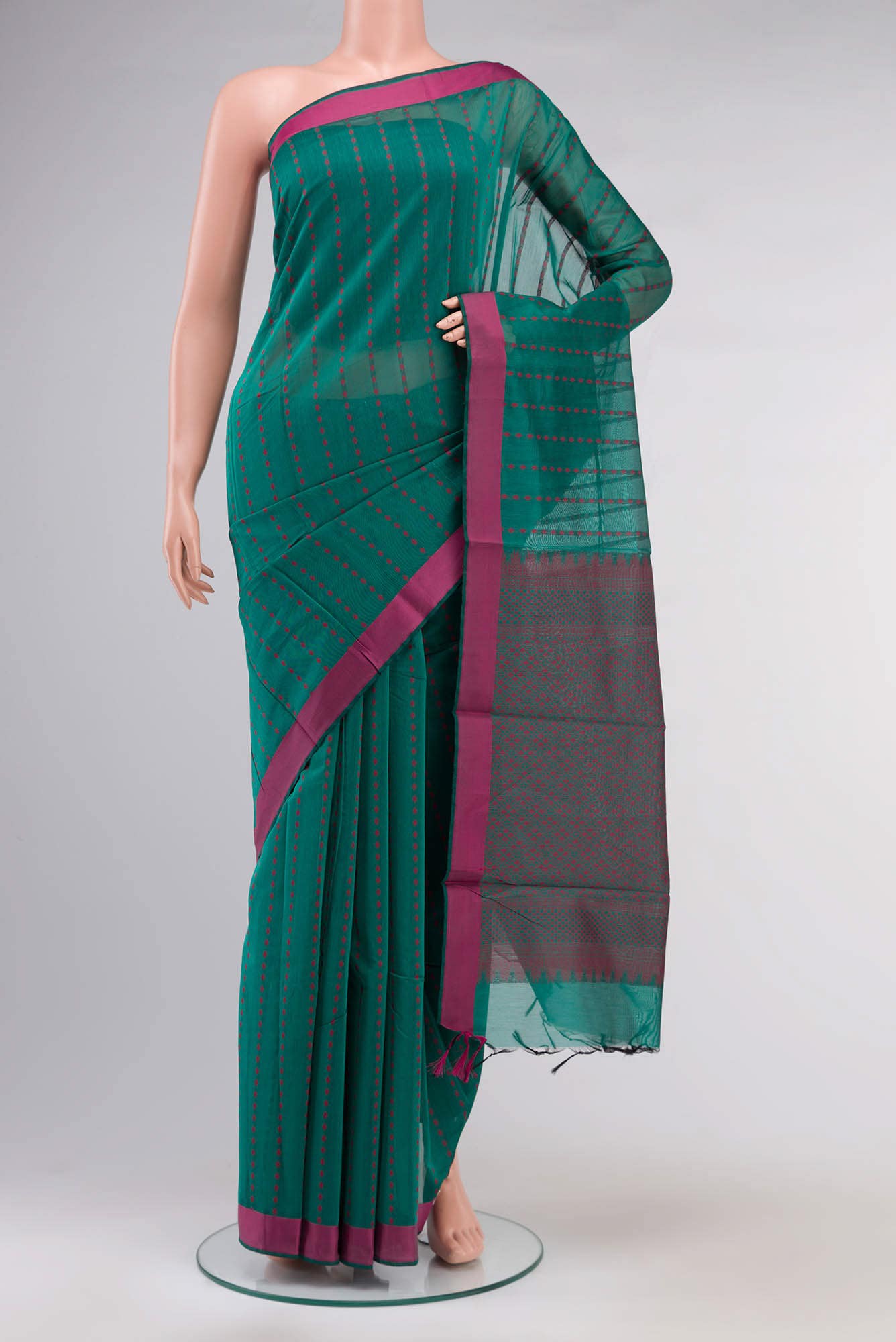 Green Blended Silk Cotton Saree