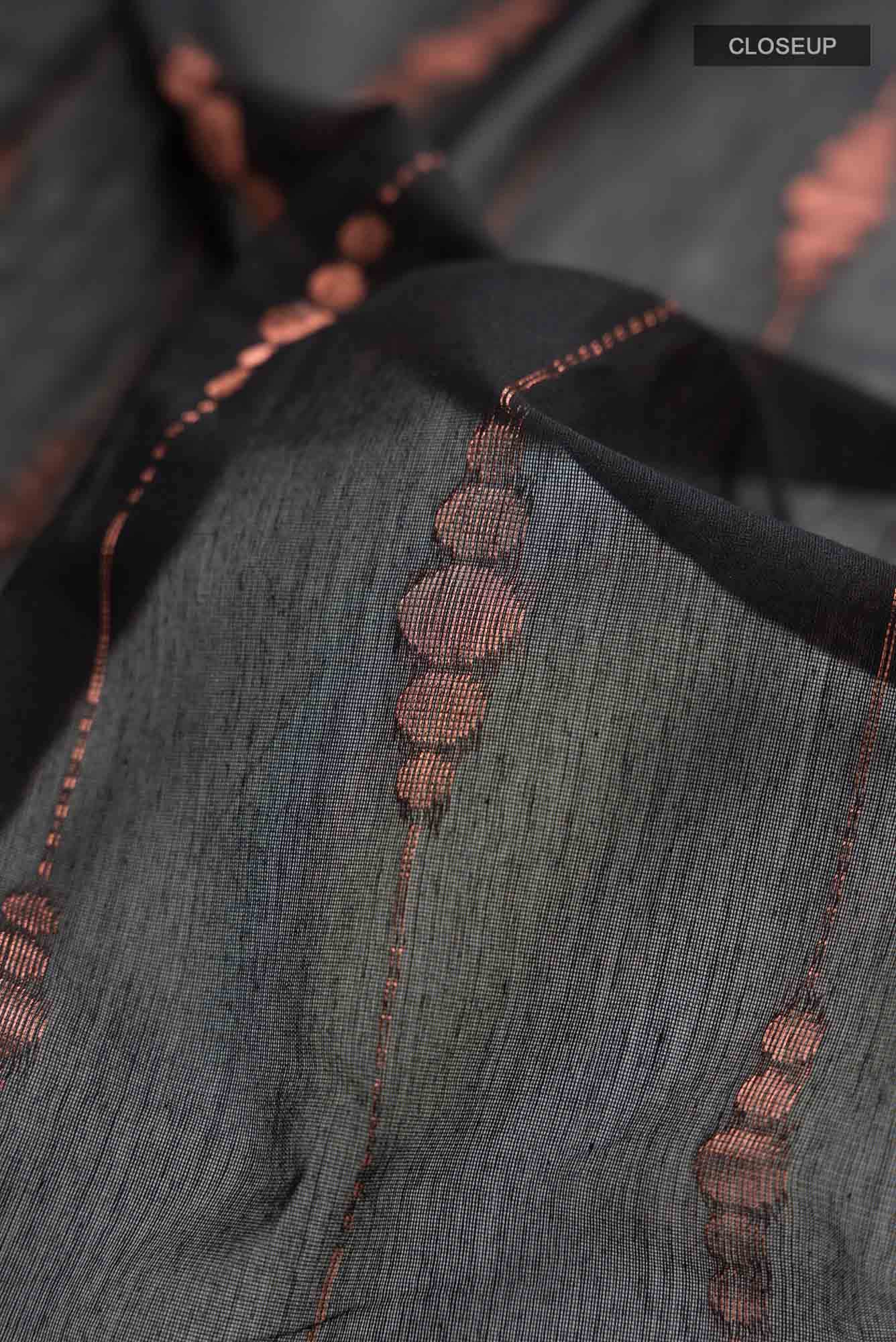 Black Silk Cotton Saree with Contrast Border