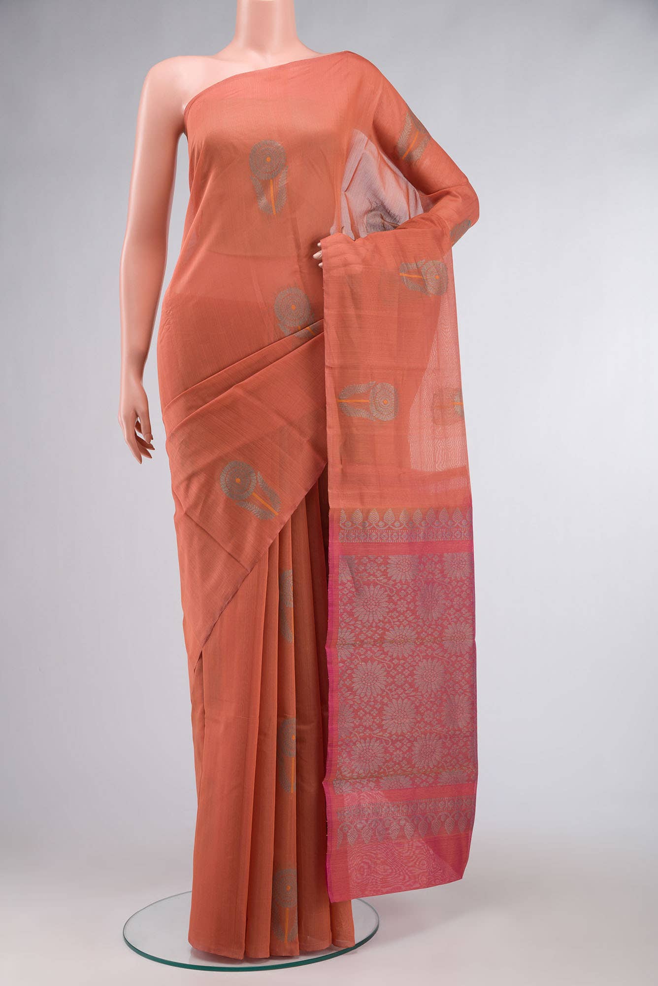 Orange Silk Cotton Saree