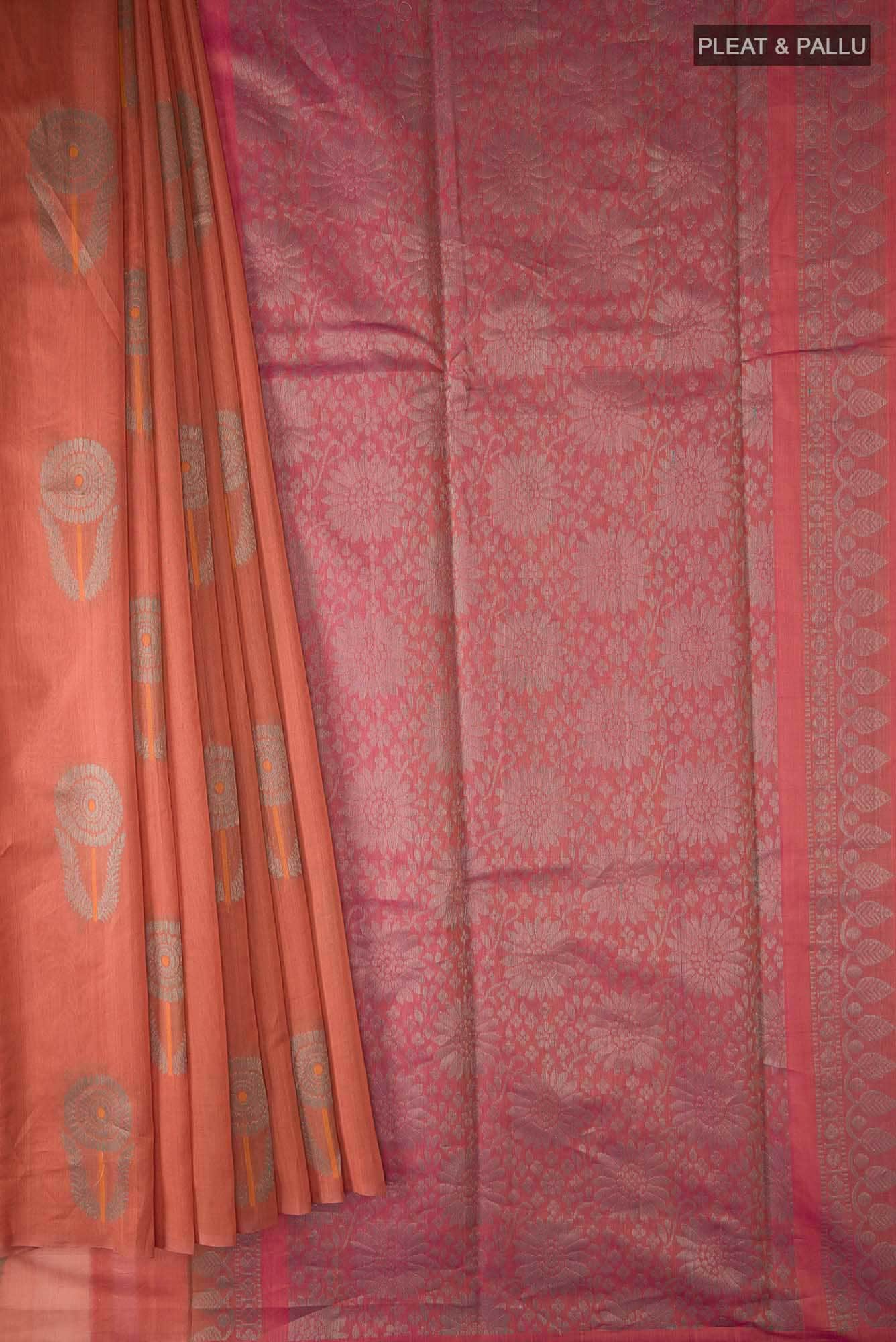 Orange Silk Cotton Saree