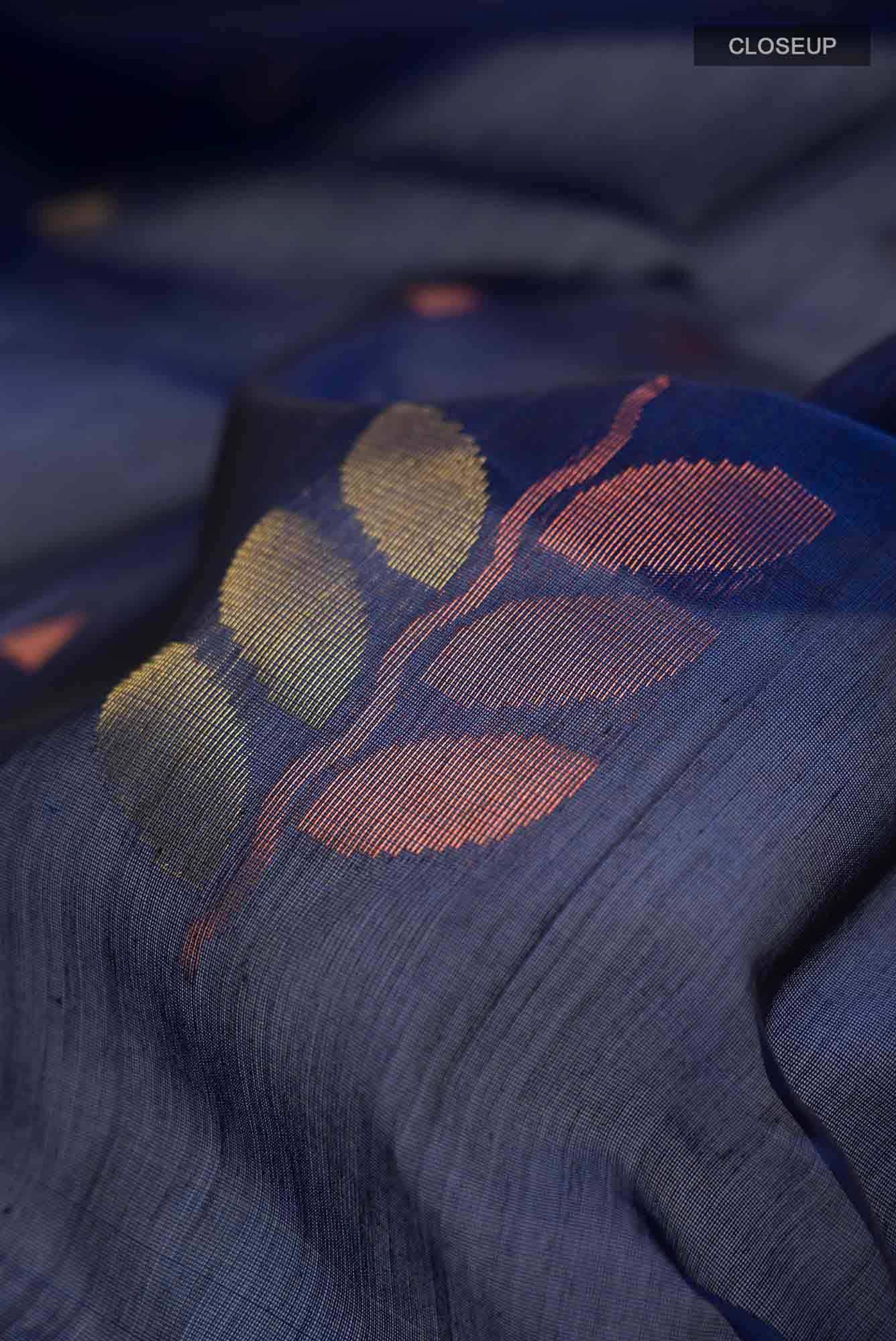 Navy Blue Silk Cotton Saree