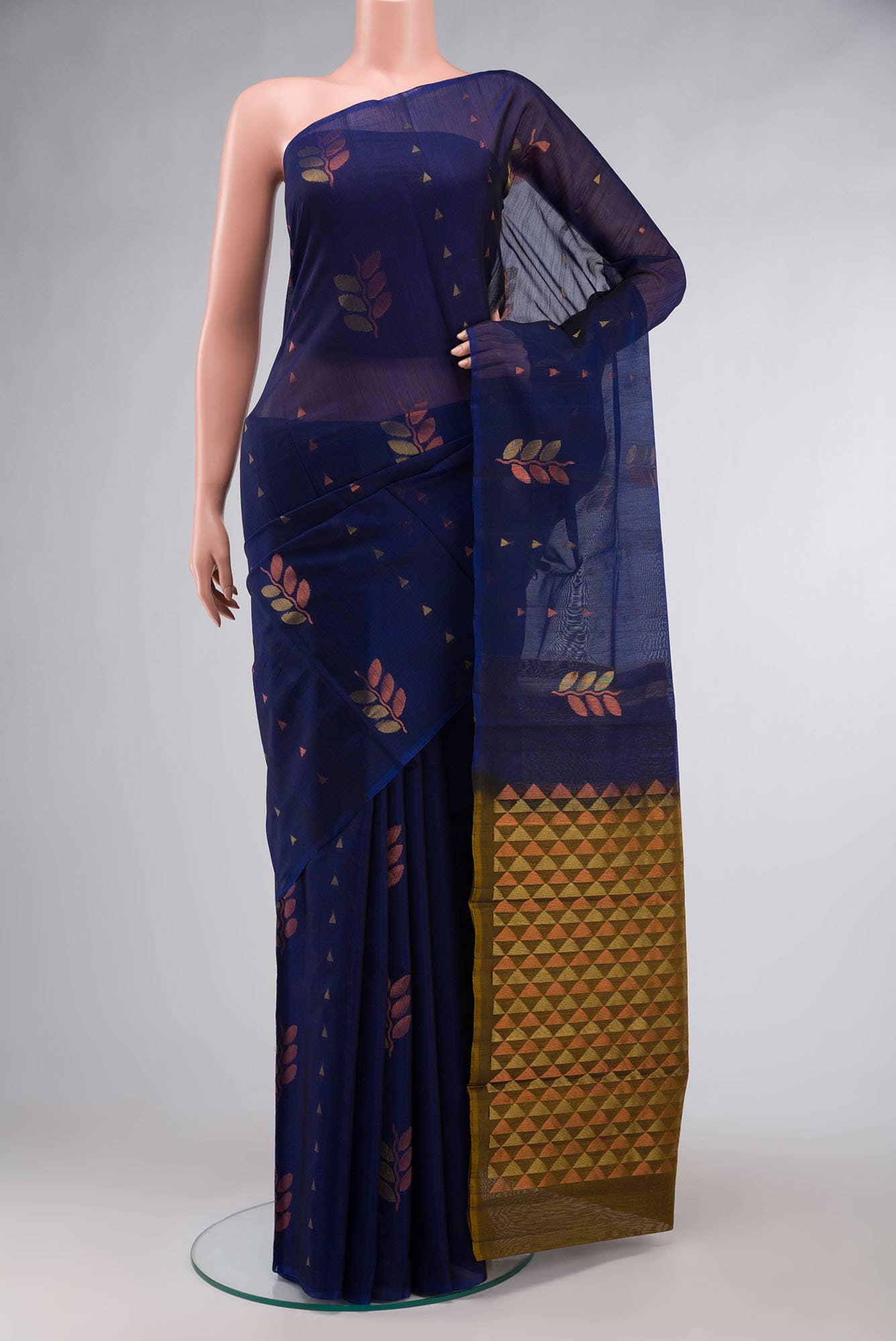 Navy Blue Silk Cotton Saree