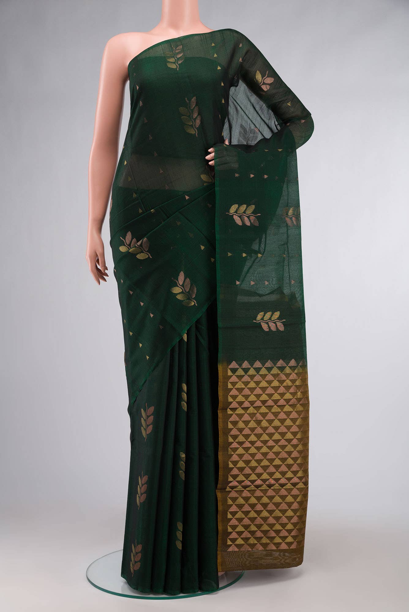 Bottle Green Silk Cotton Saree