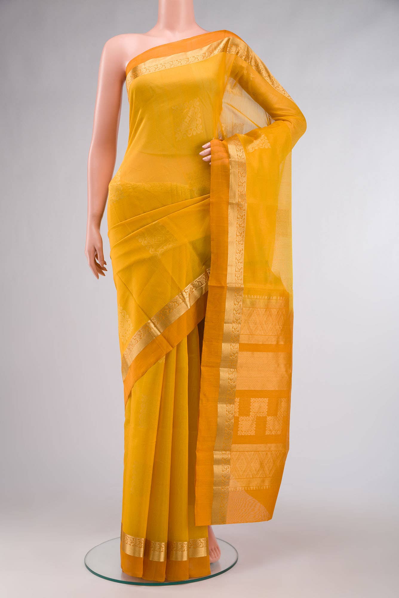 Yellow Silk Cotton Saree