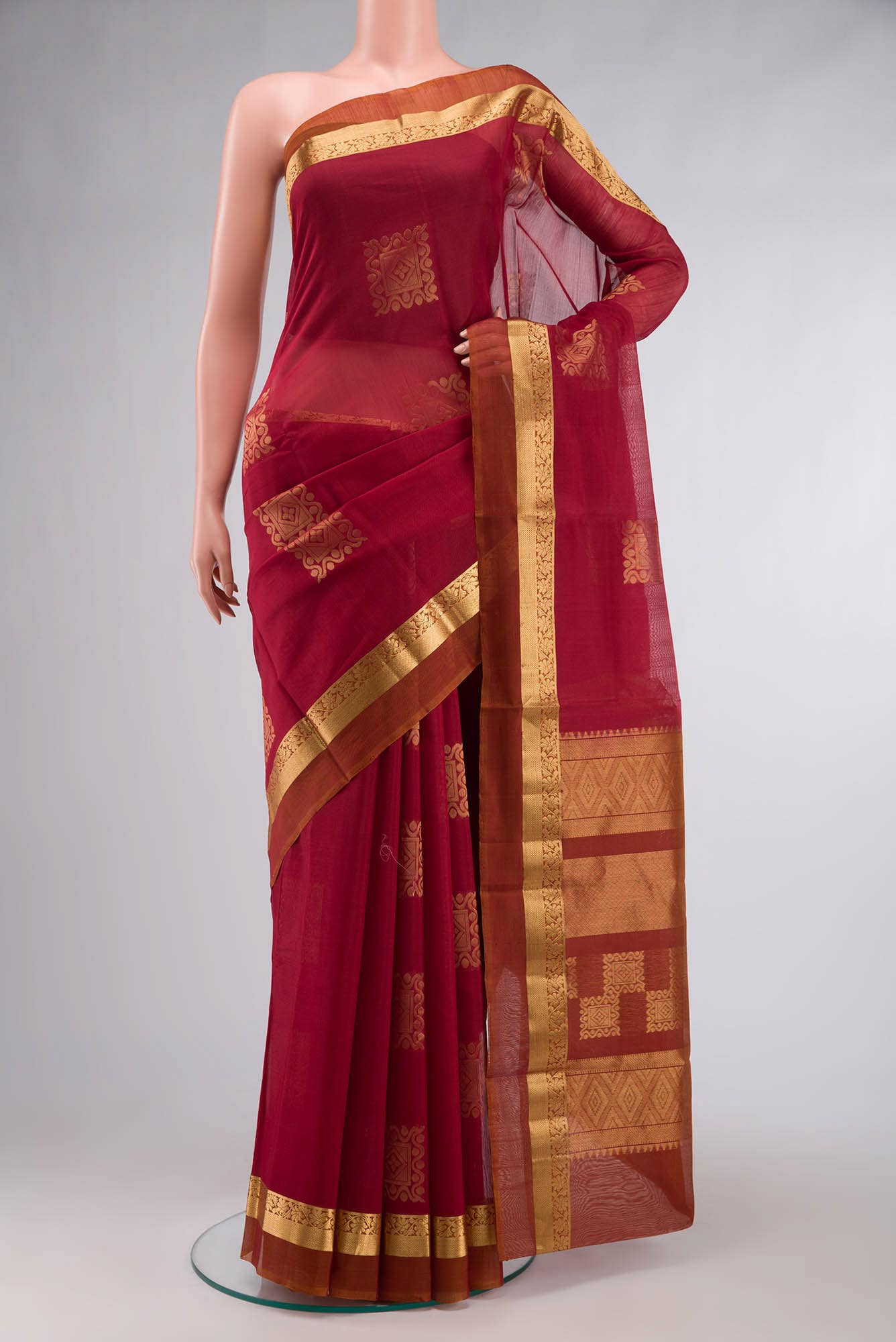 Red Silk Cotton Saree