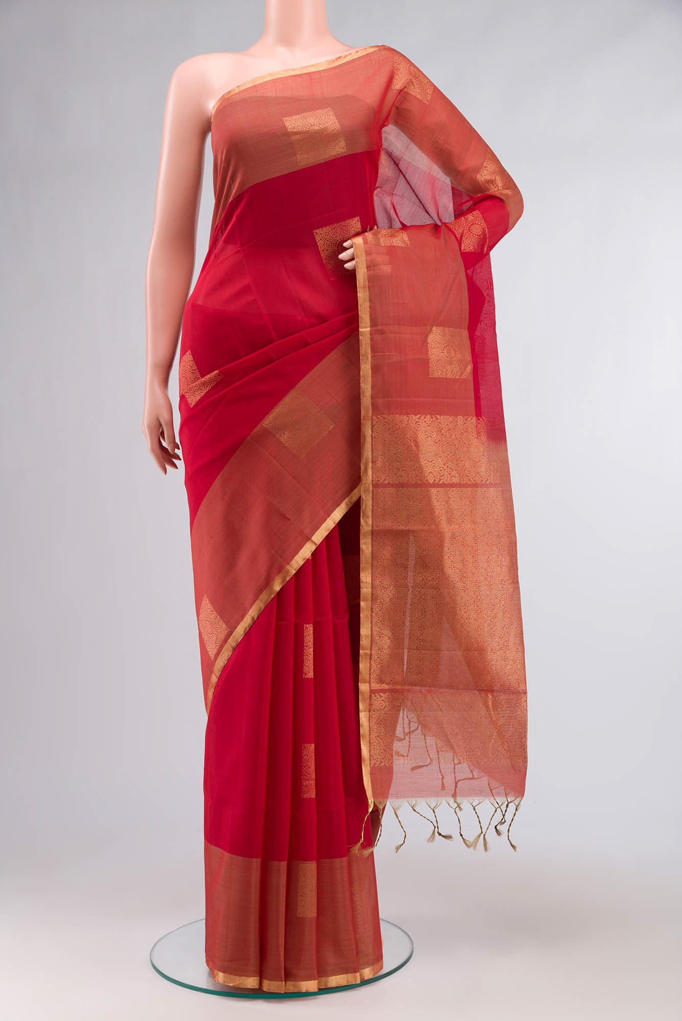 Red Silk Cotton Saree