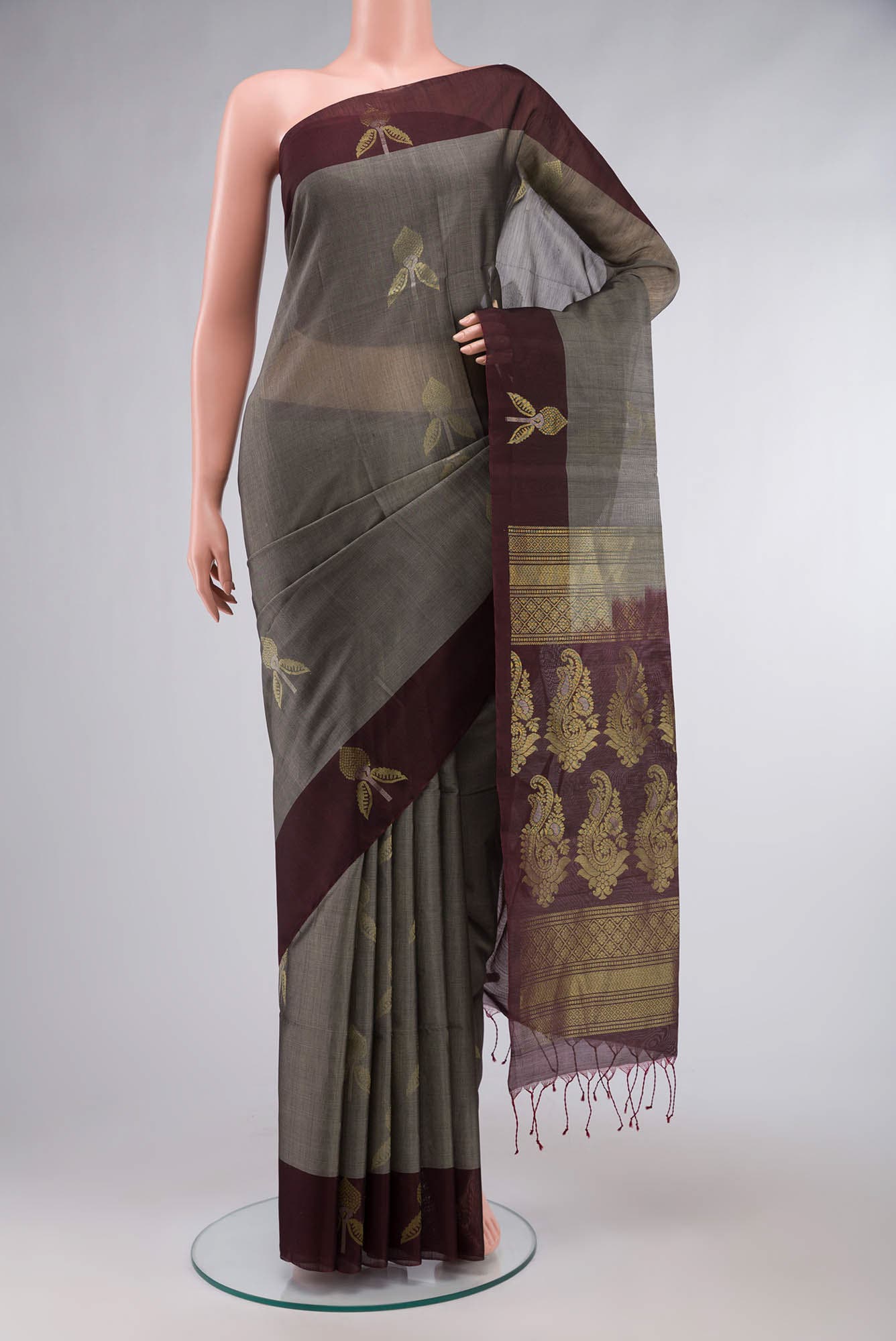 Grey Silk Cotton Saree