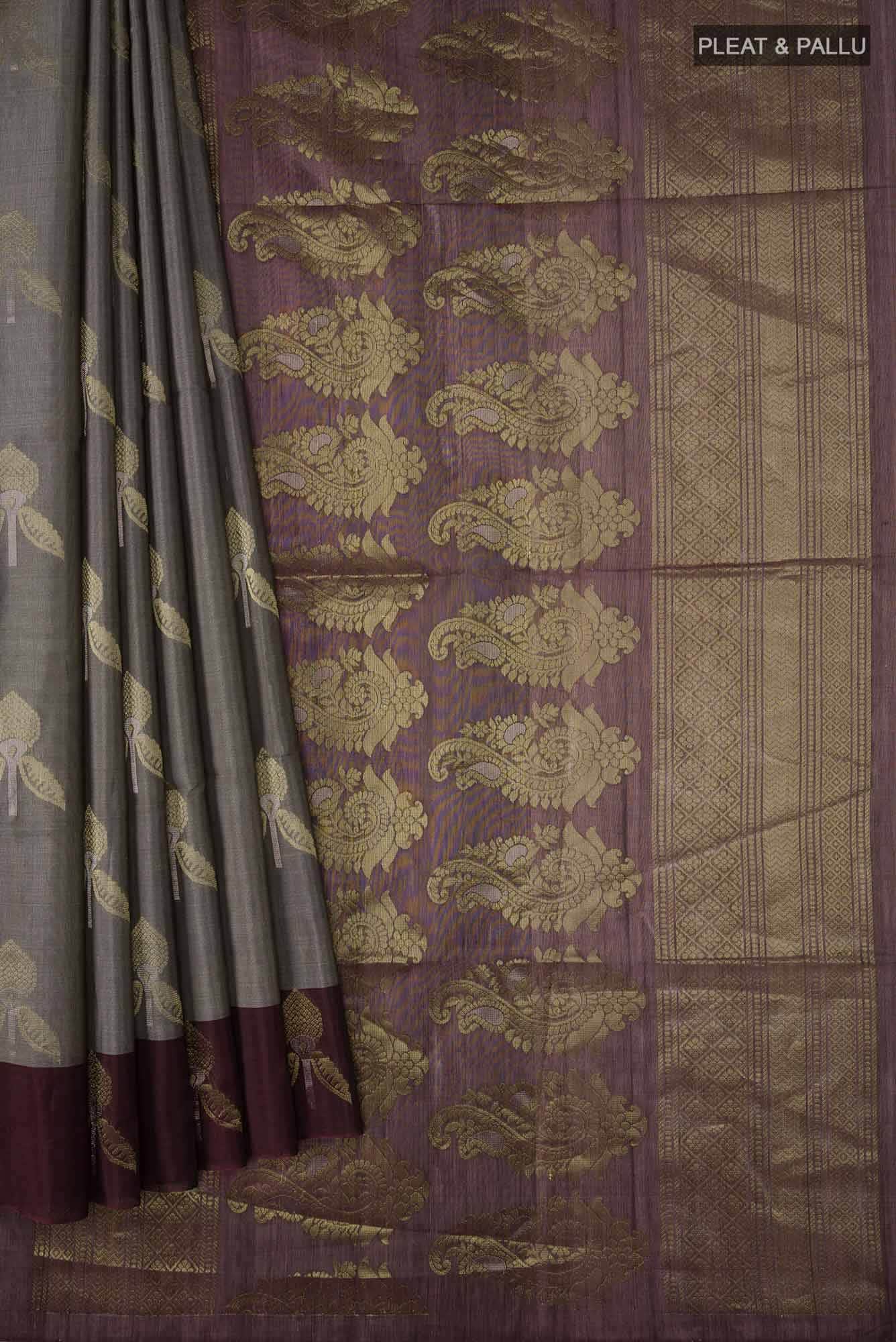Grey Silk Cotton Saree