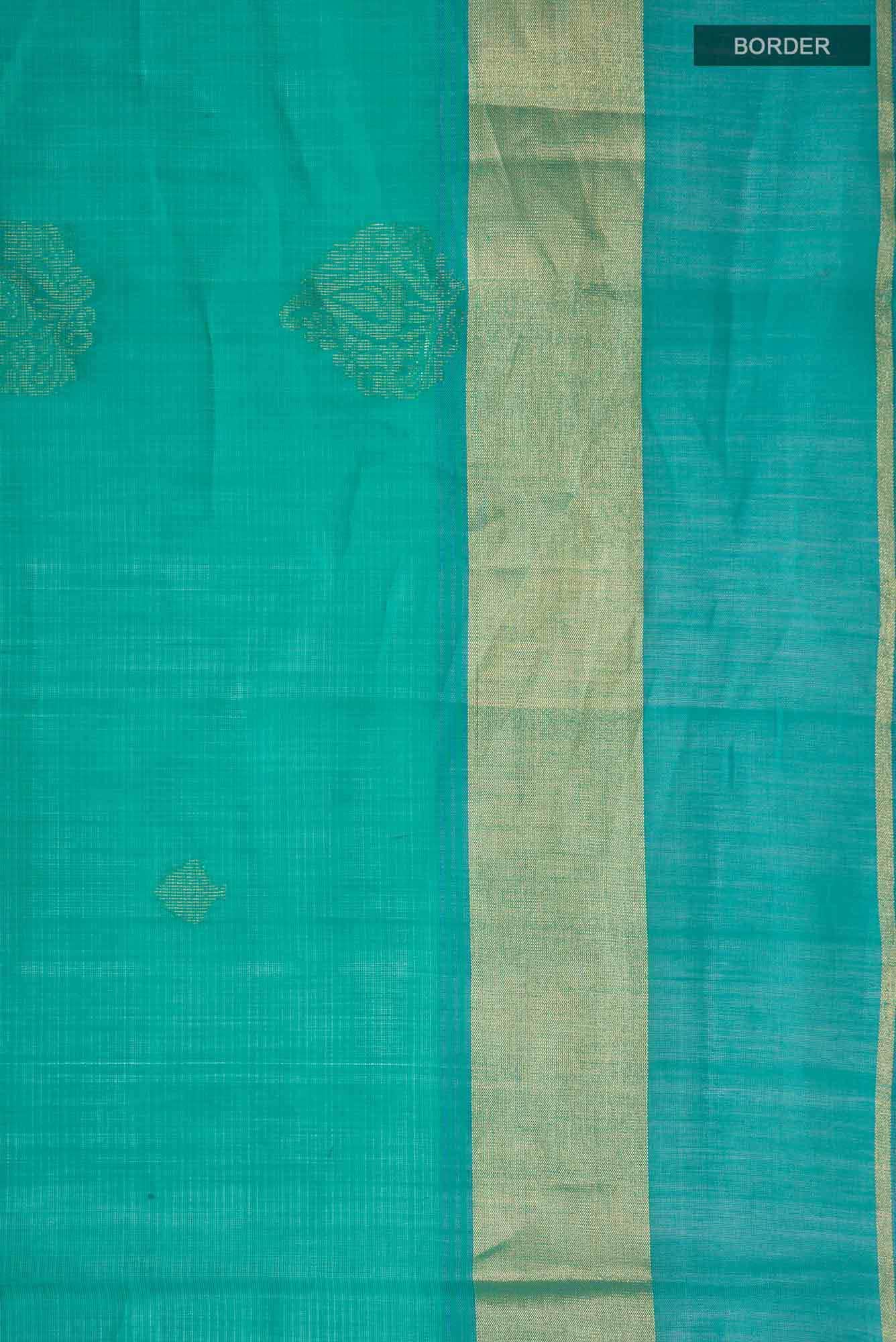 Turquoise Silk Cotton Saree