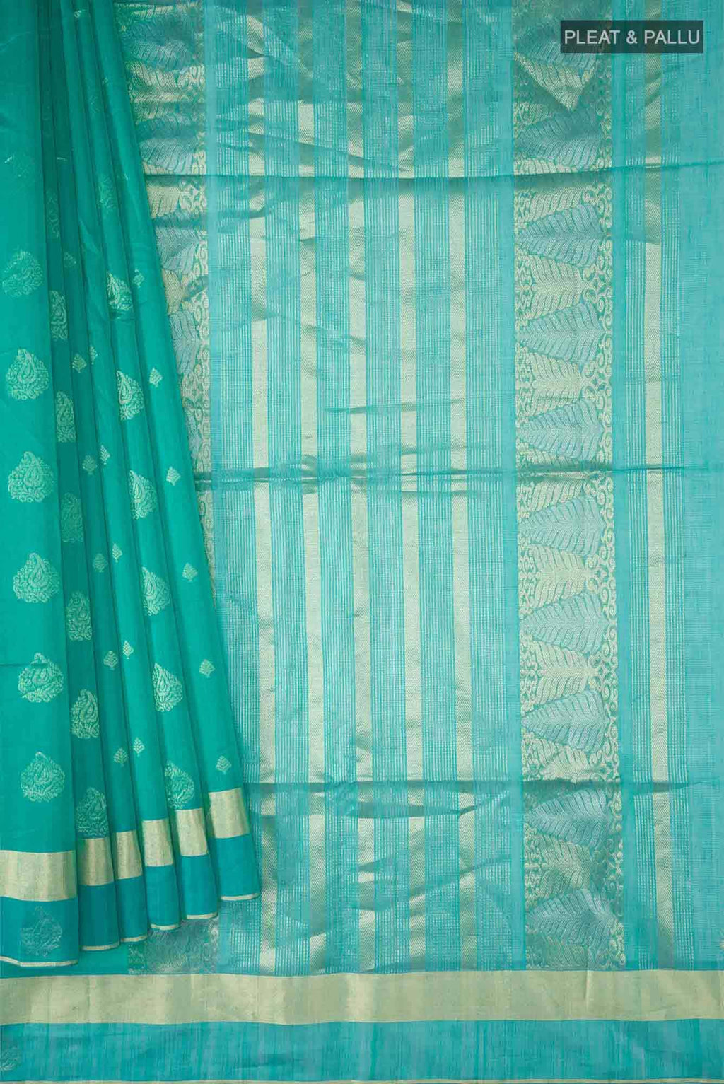 Turquoise Silk Cotton Saree