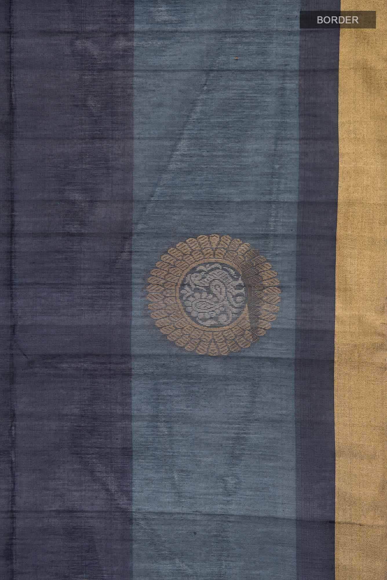Navy Blue Silk Cotton Saree