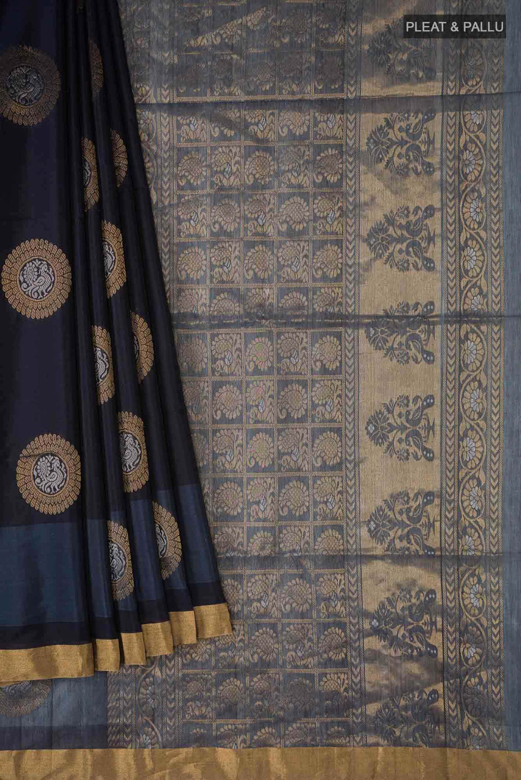 Navy Blue Silk Cotton Saree