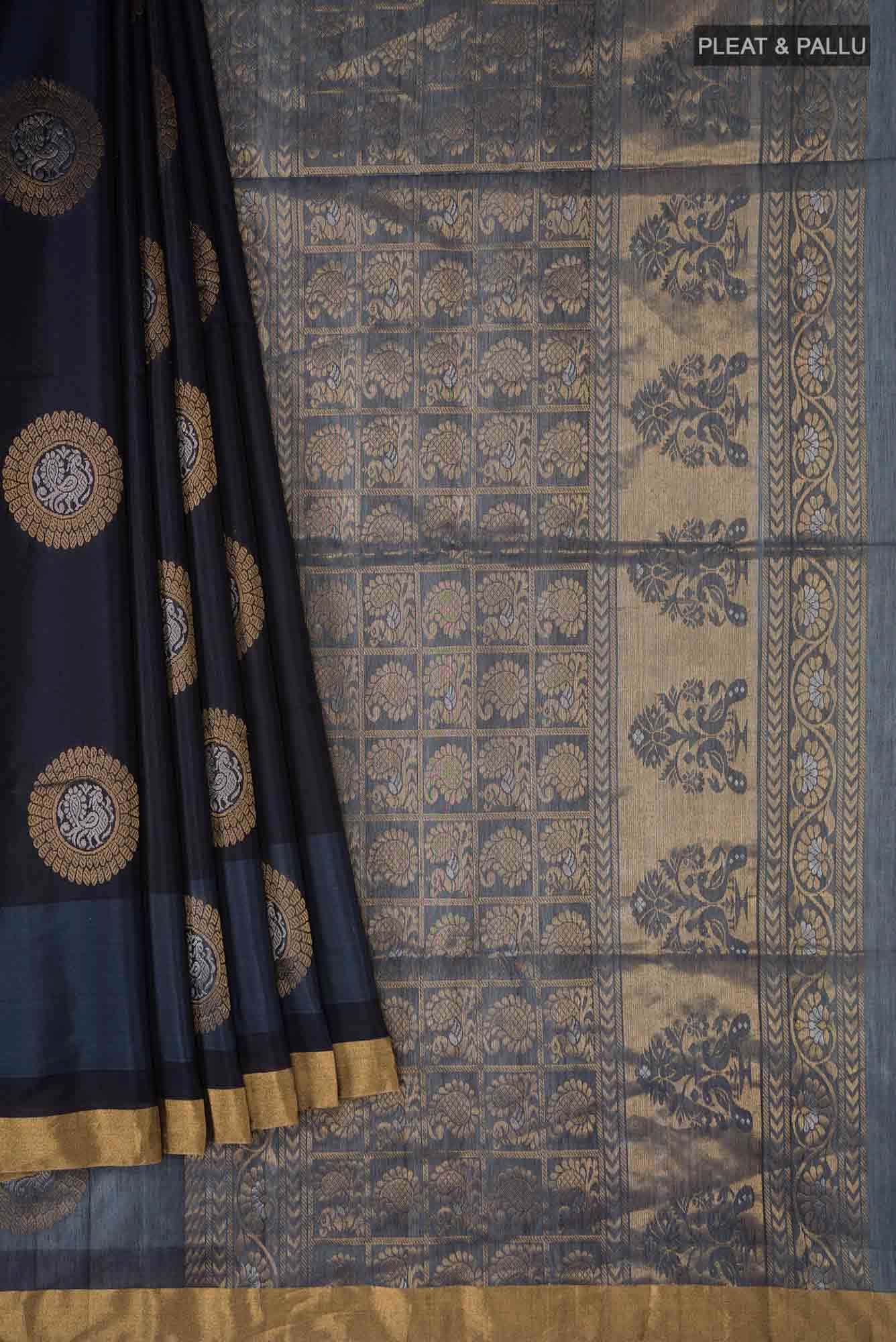 Navy Blue Silk Cotton Saree