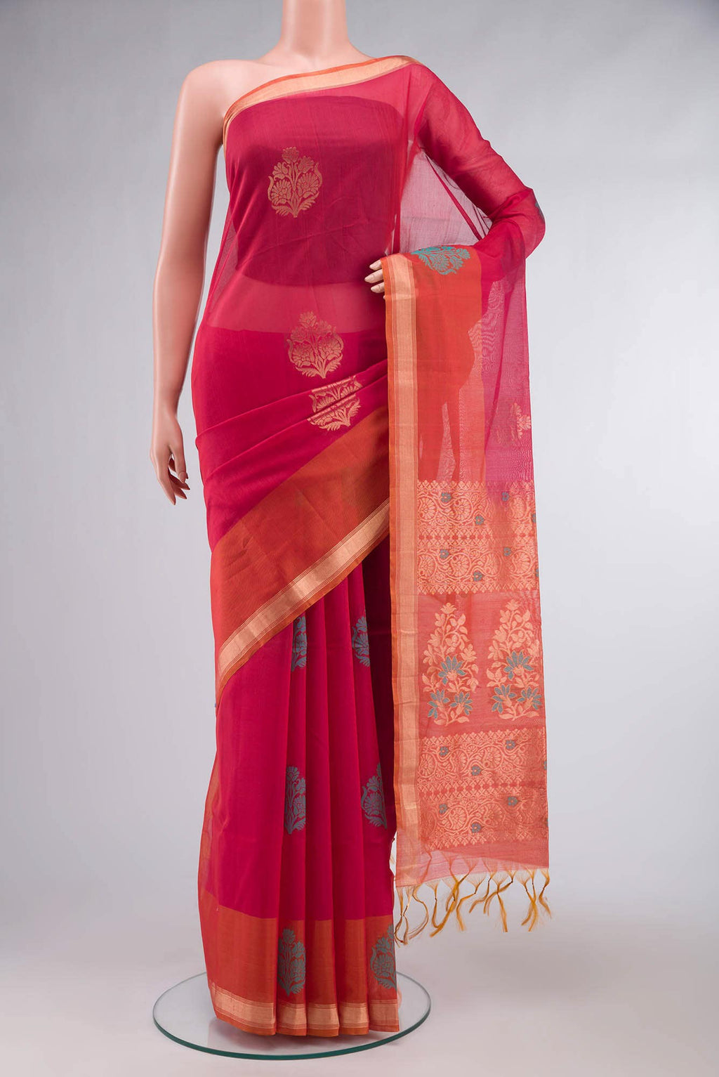 Red Silk Cotton Saree