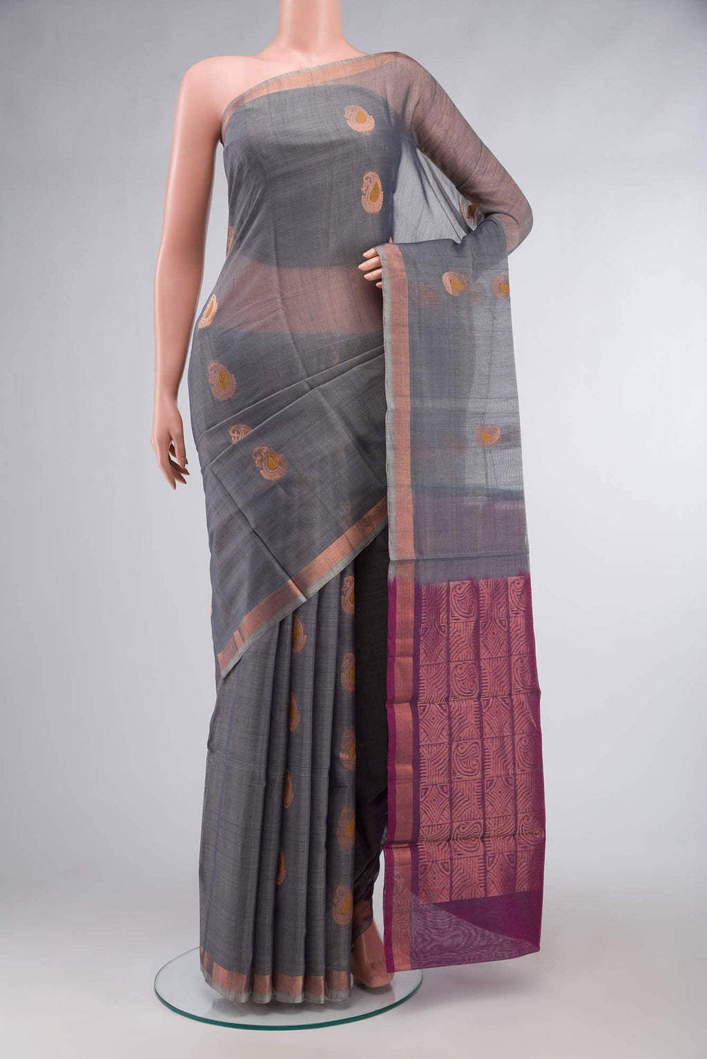 Grey Silk Cotton Saree