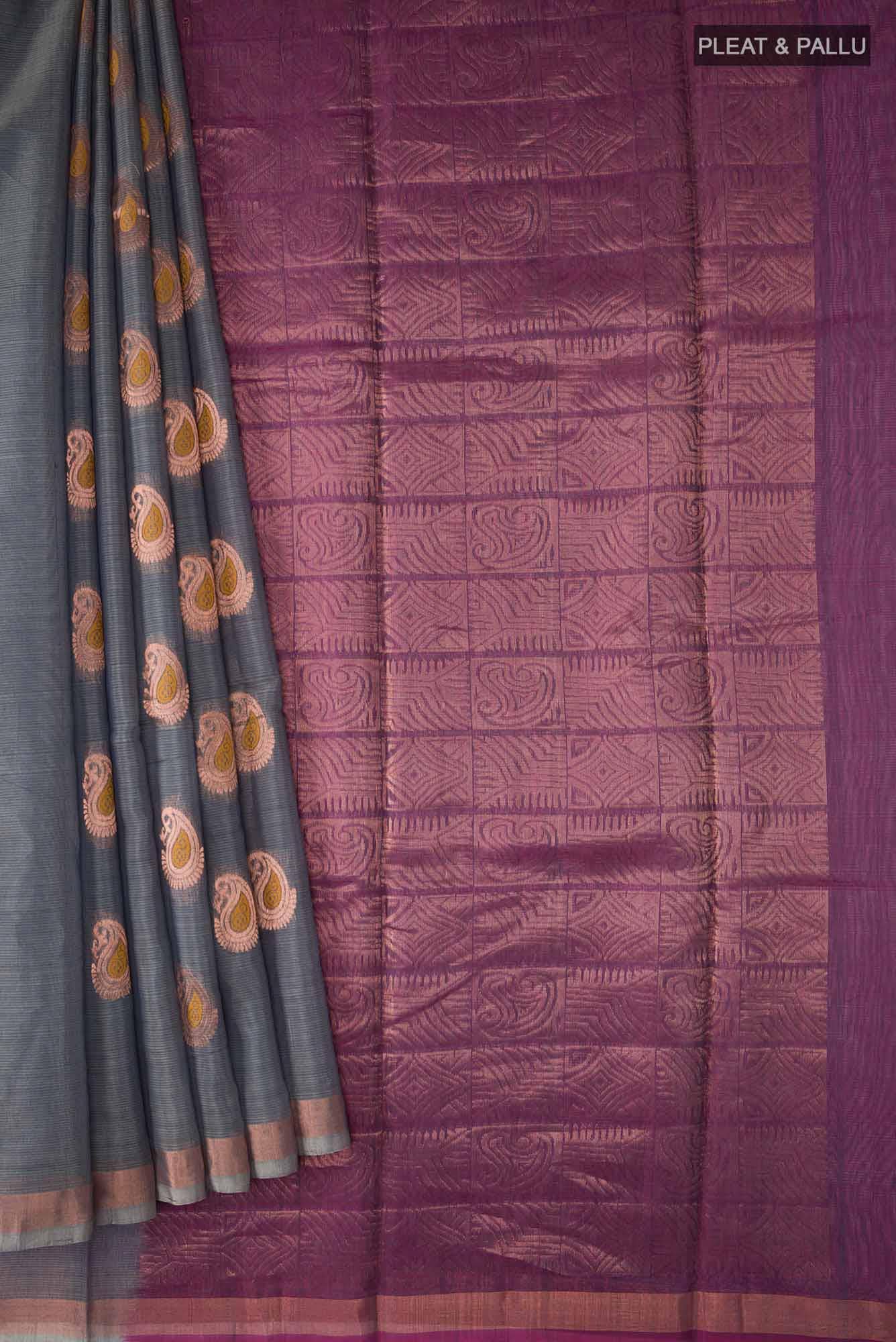 Grey Silk Cotton Saree