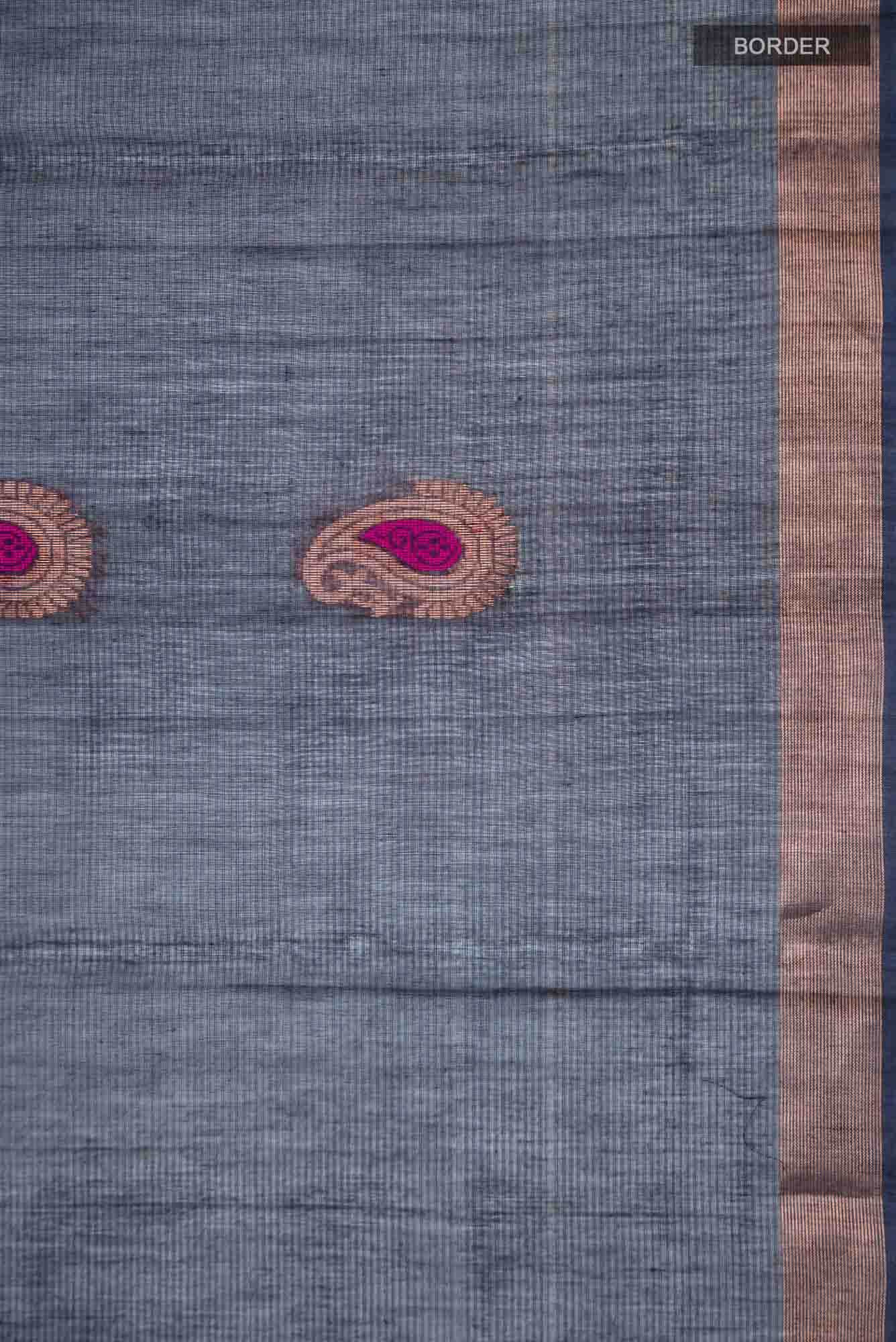 Navy Blue Silk Cotton Saree