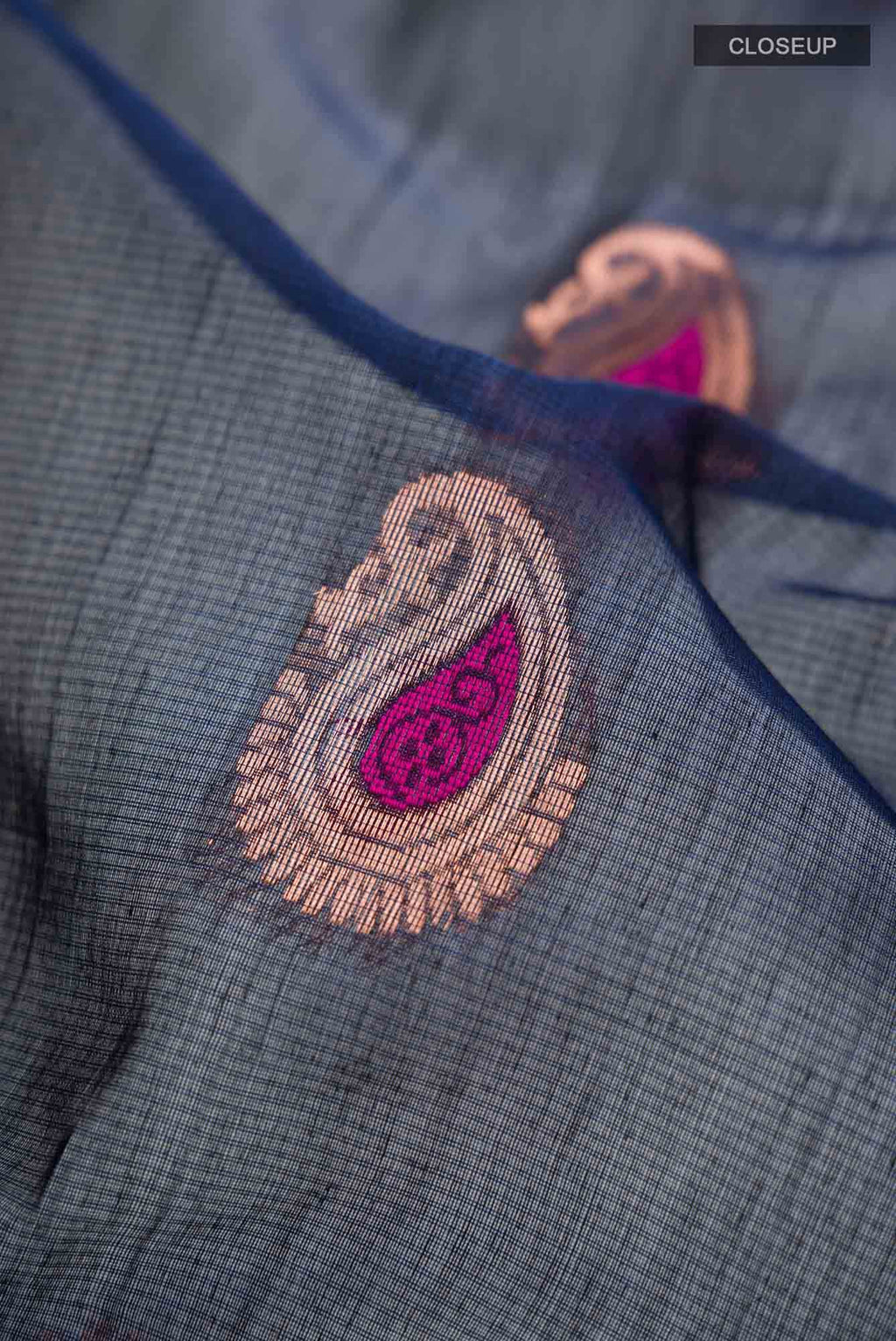 Navy Blue Silk Cotton Saree