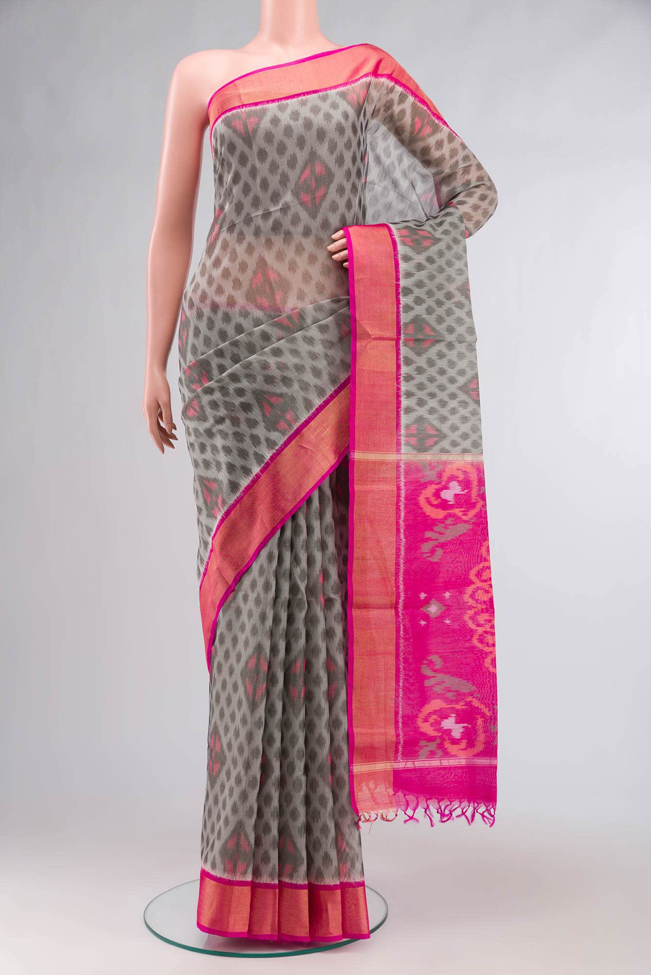 Grey Silk Cotton Saree