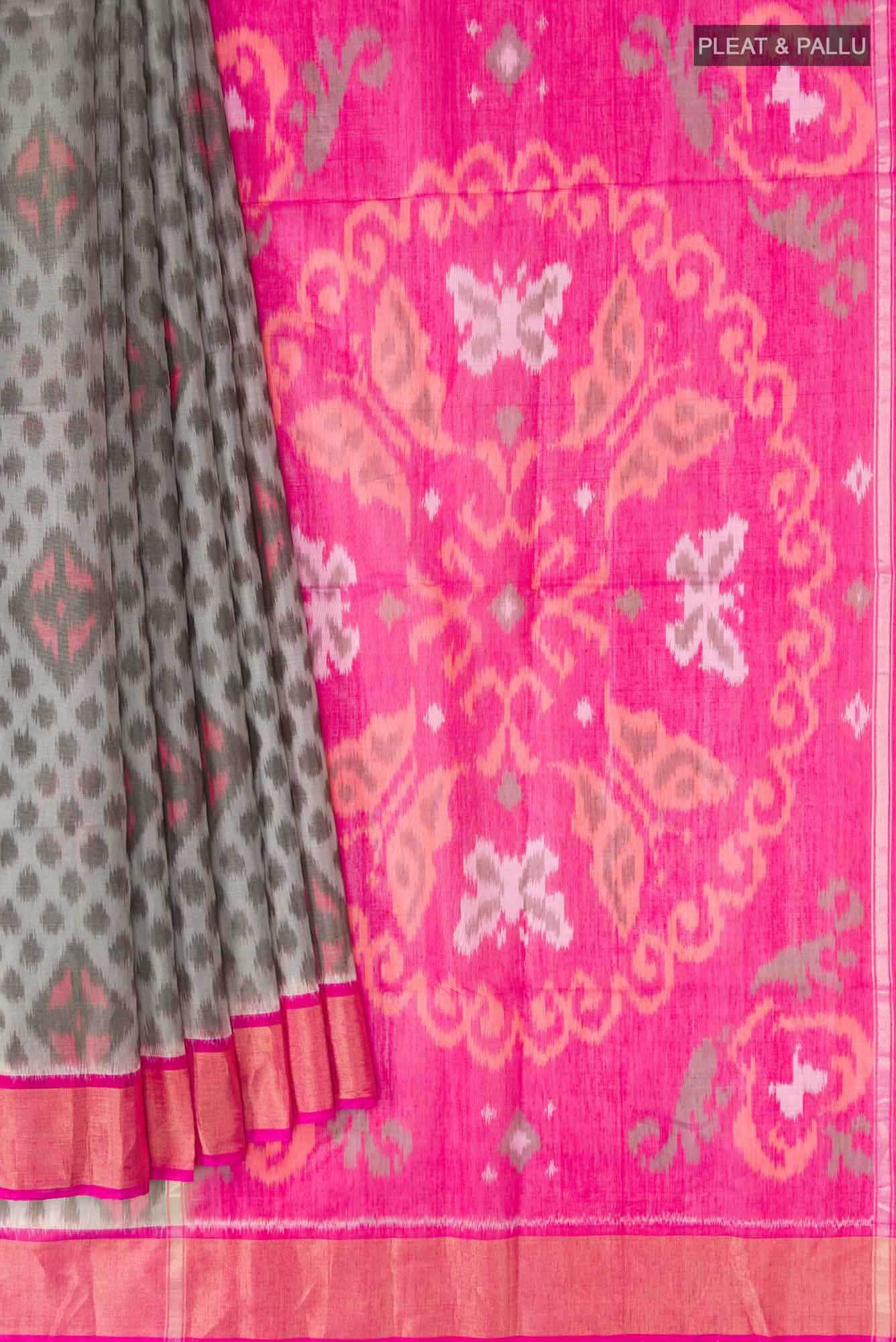 Grey Silk Cotton Saree