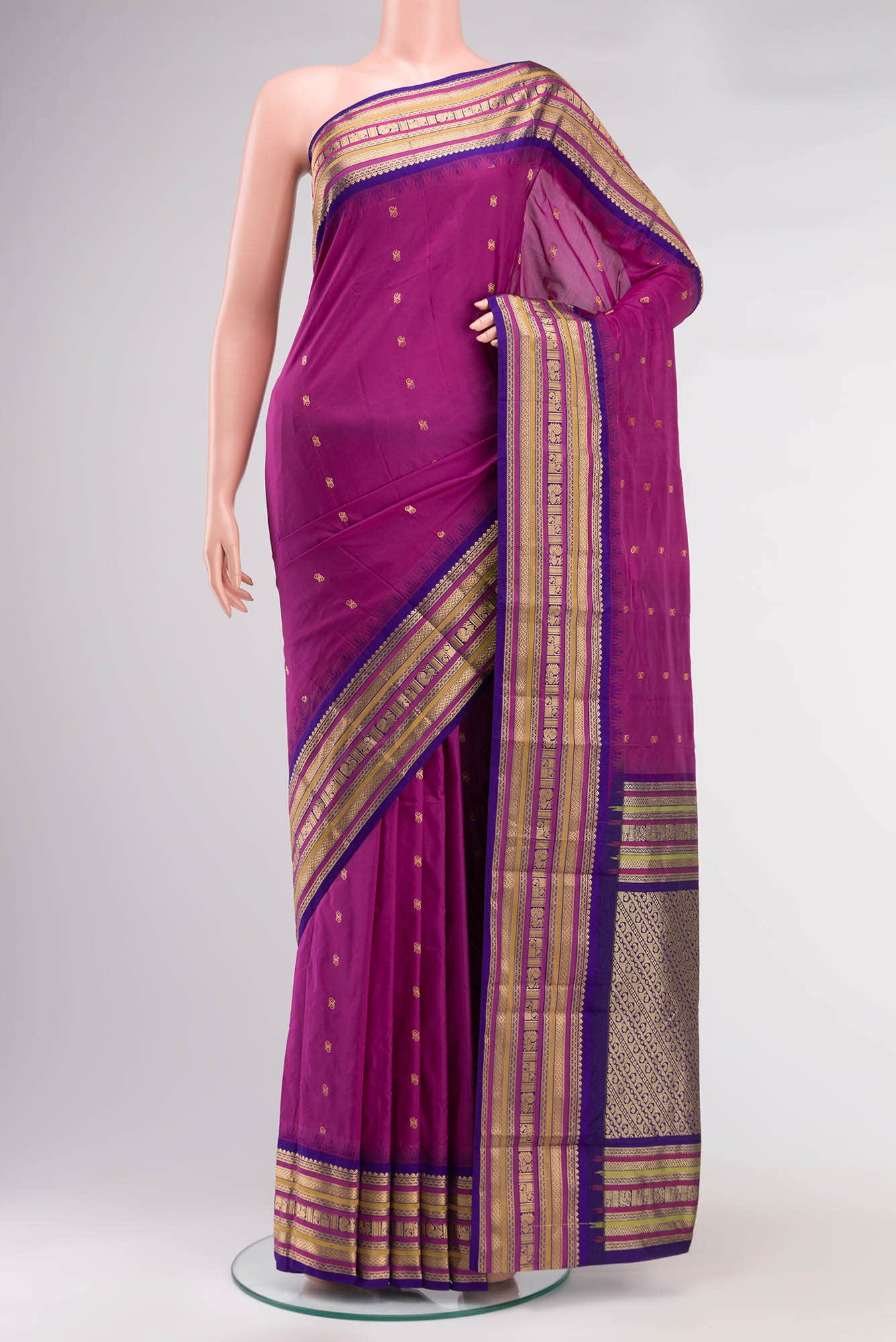 Magenta Blended Bangalore Silk Saree