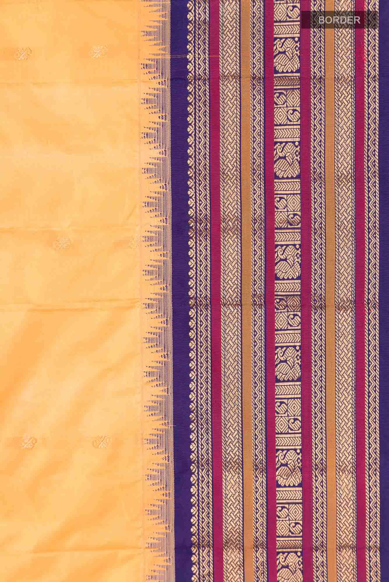 Yellow Blended Bangalore Silk Saree