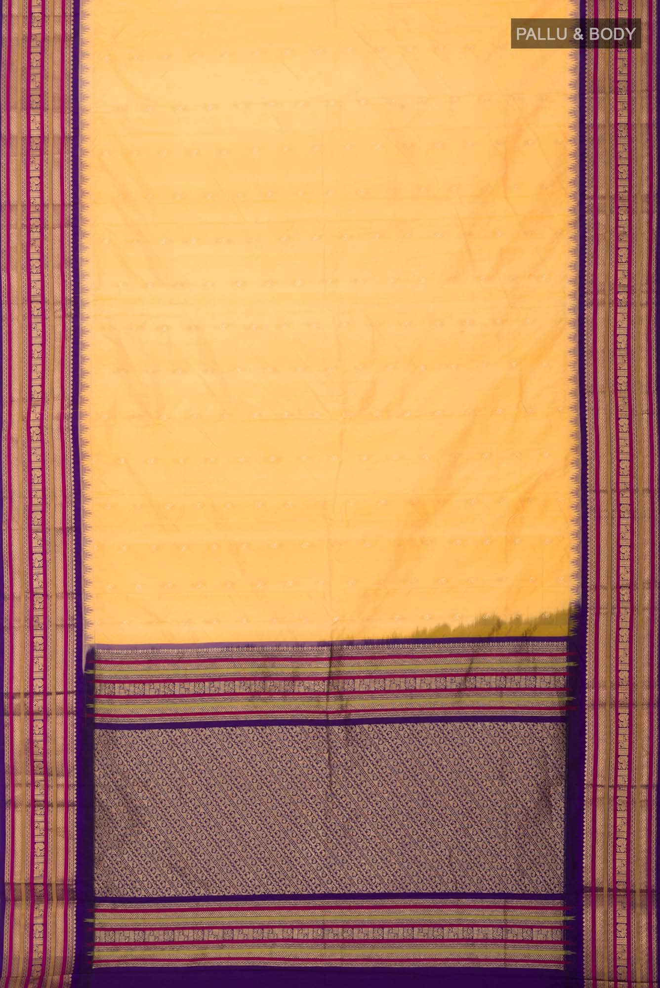 Yellow Blended Bangalore Silk Saree