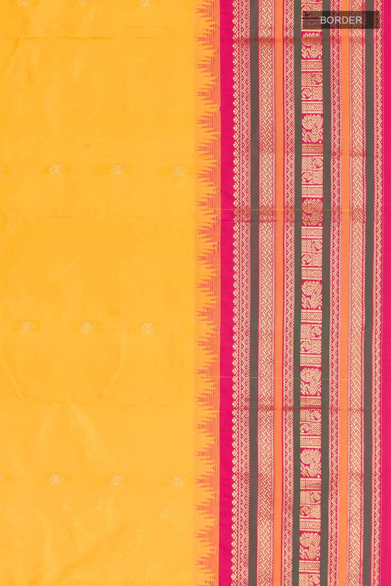 Yellow Blended Bangalore Silk Saree