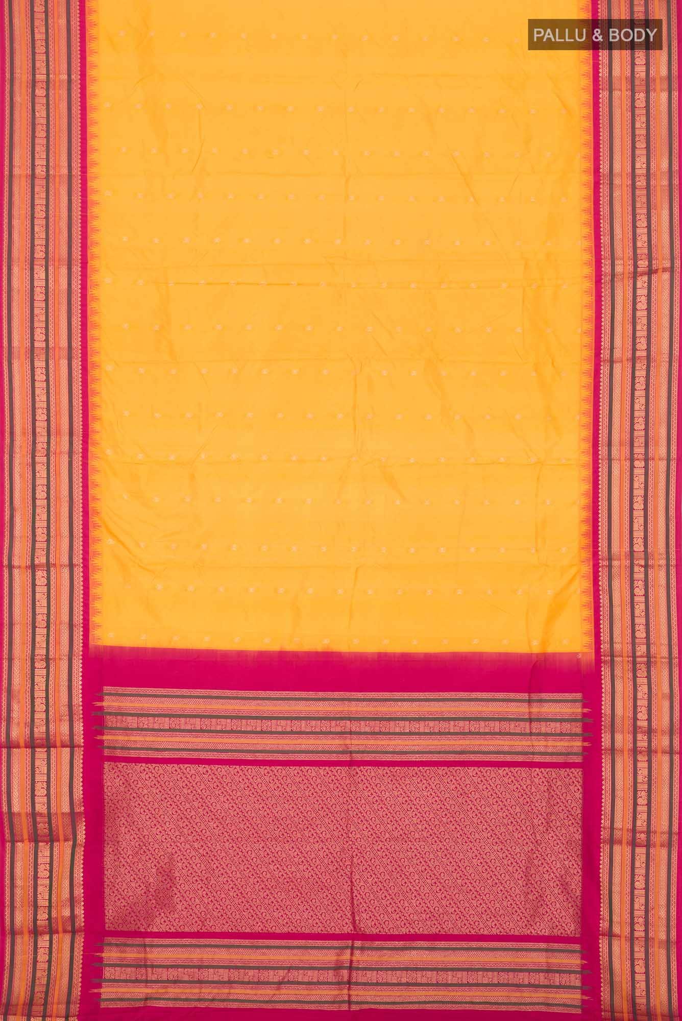 Yellow Blended Bangalore Silk Saree