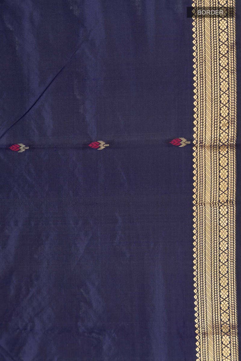 Navy Blue Blended Bangalore Silk Saree