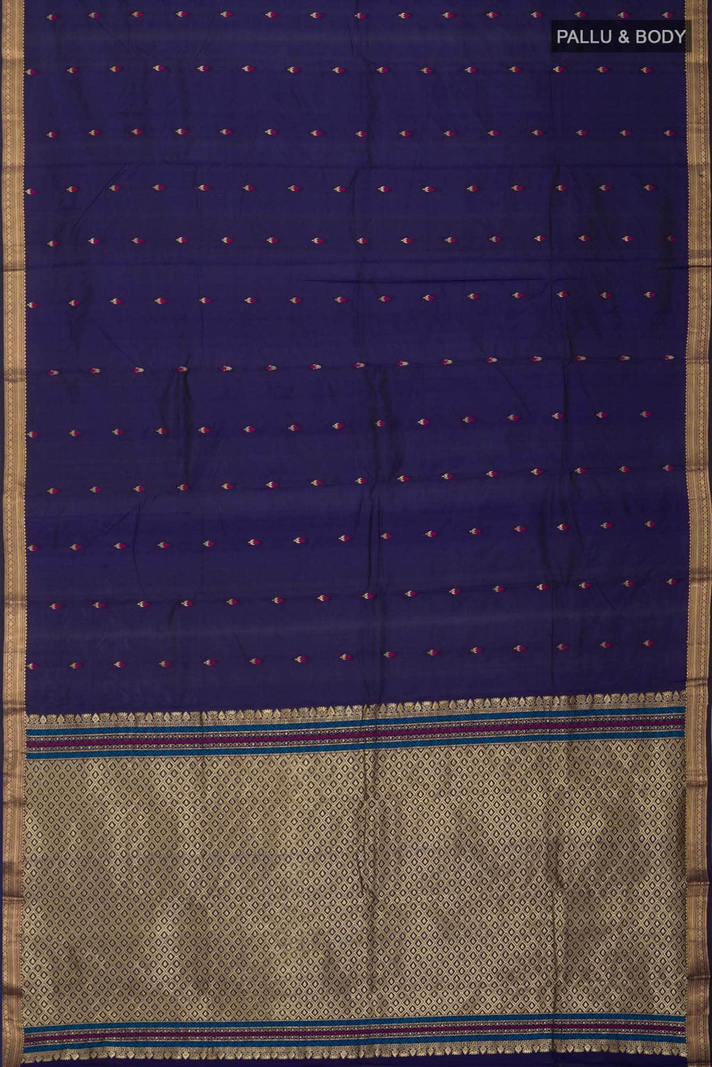 Navy Blue Blended Bangalore Silk Saree
