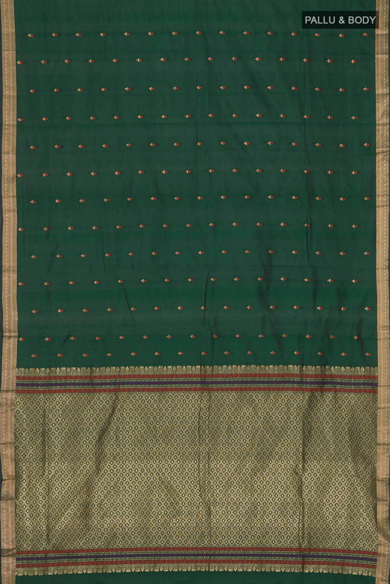 Bottle Green Blended Bangalore Silk Saree