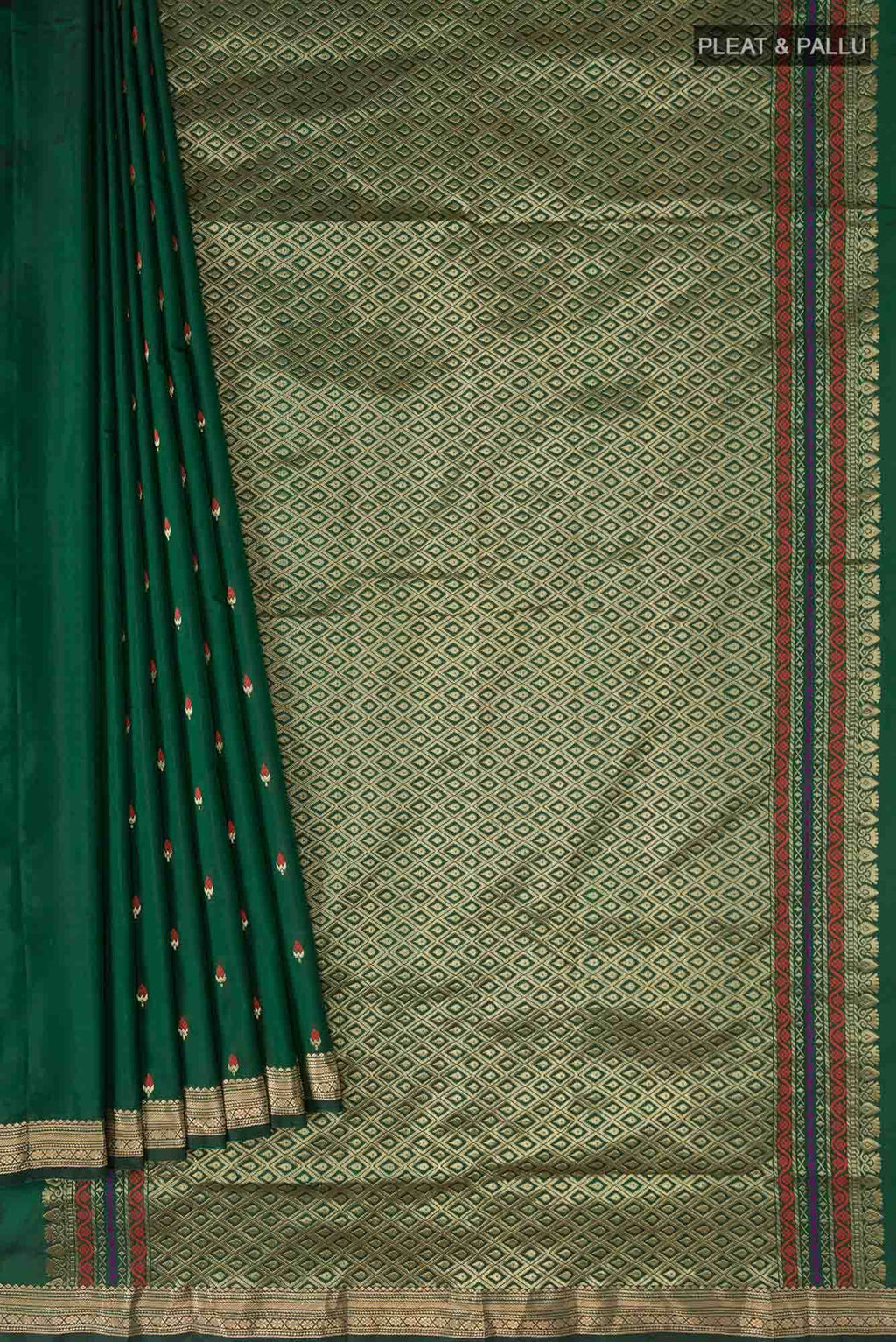 Bottle Green Blended Bangalore Silk Saree