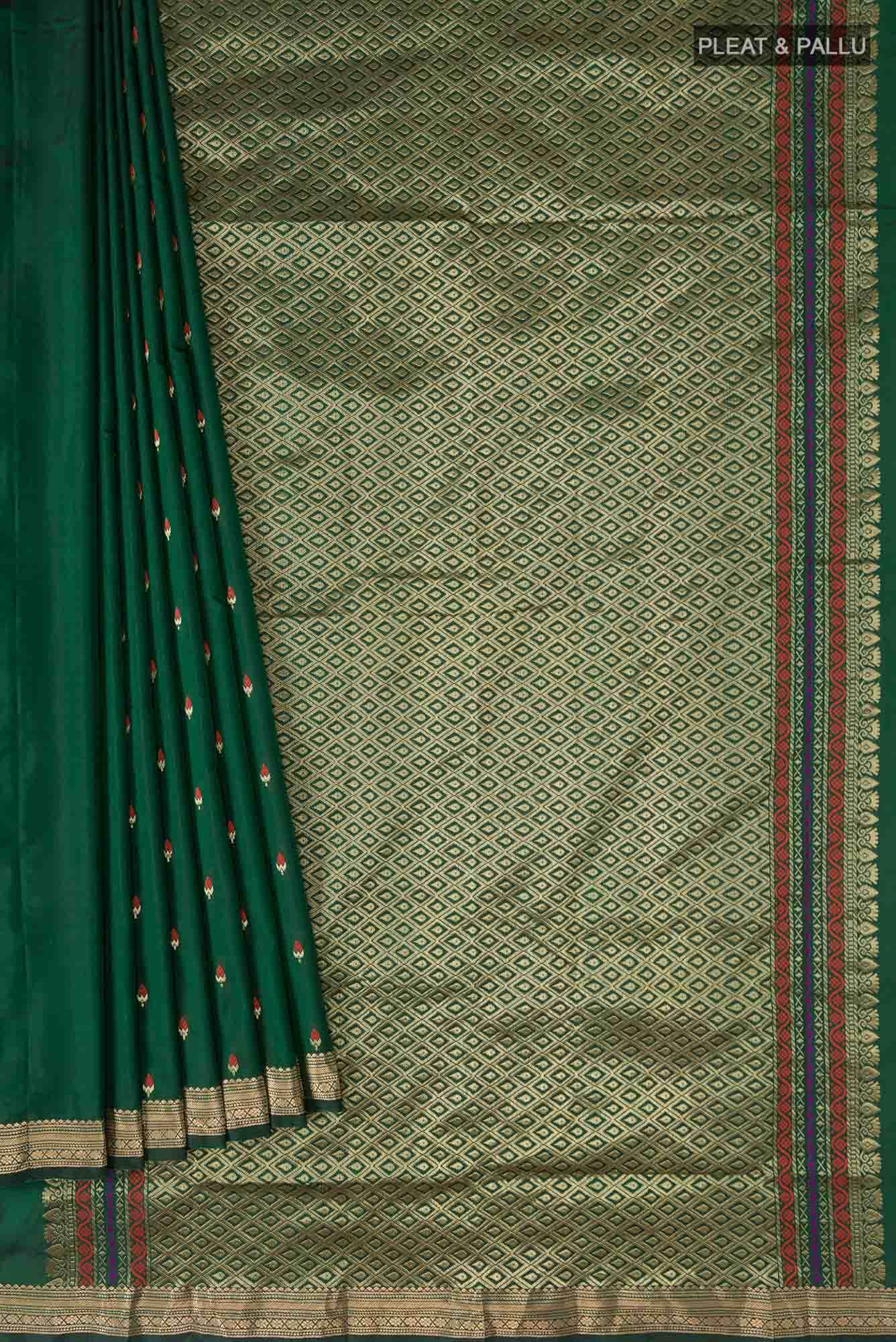 Bottle Green Blended Bangalore Silk Saree