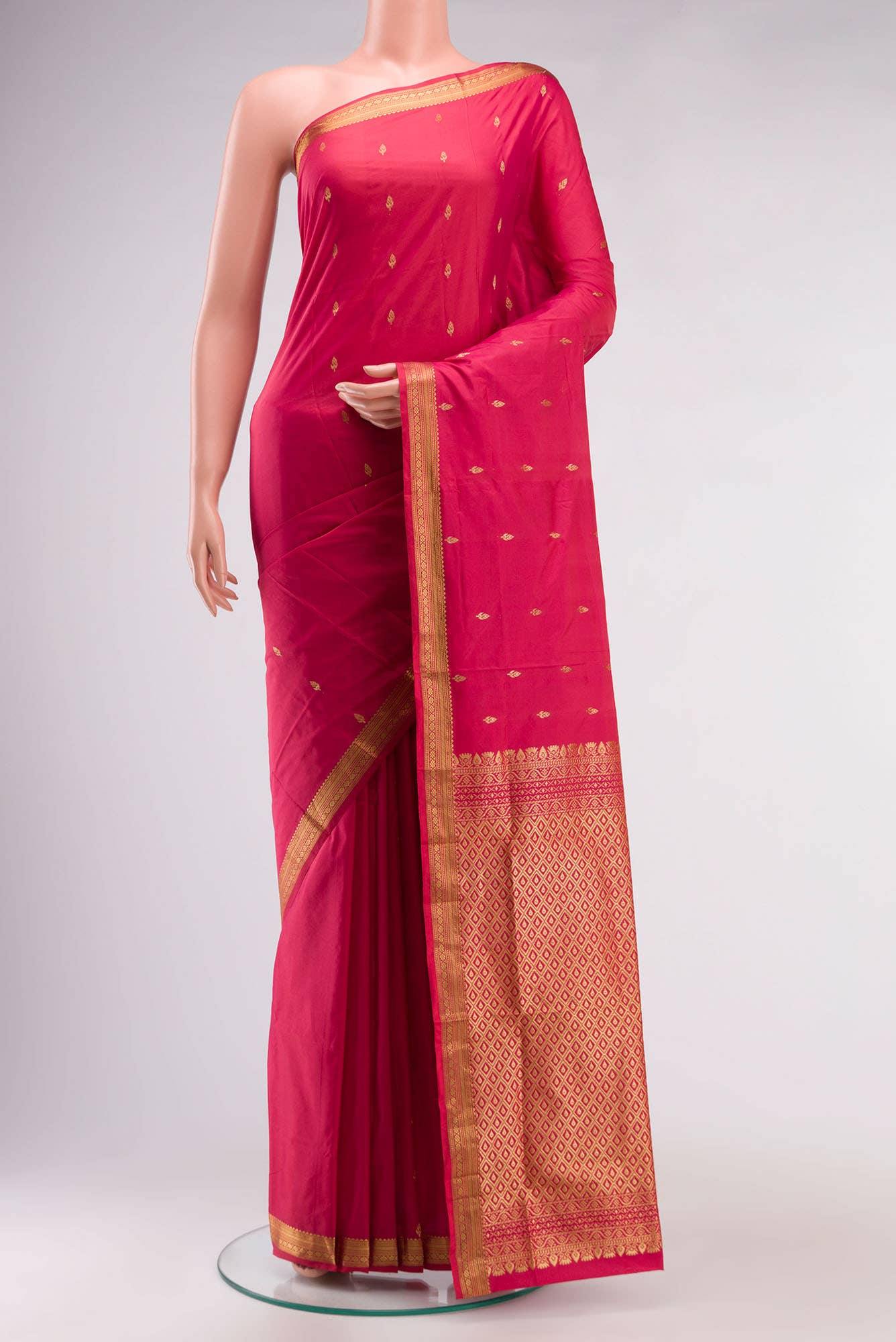 Pink with Red Dual Tone Blended Bangalore Silk Saree