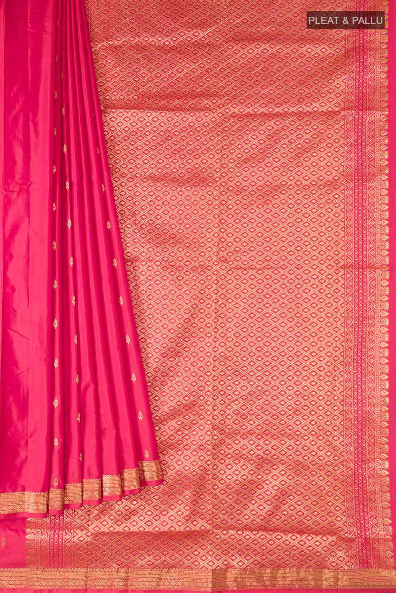 Pink with Red Dual Tone Blended Bangalore Silk Saree