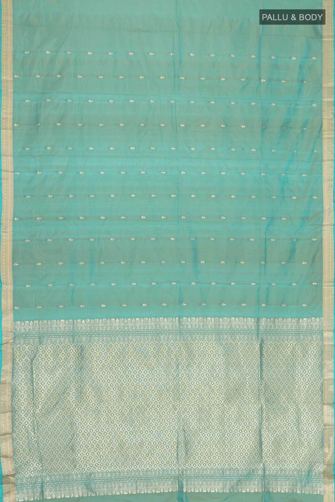 Blue with Green Dual Tone Blended Bangalore Silk Saree