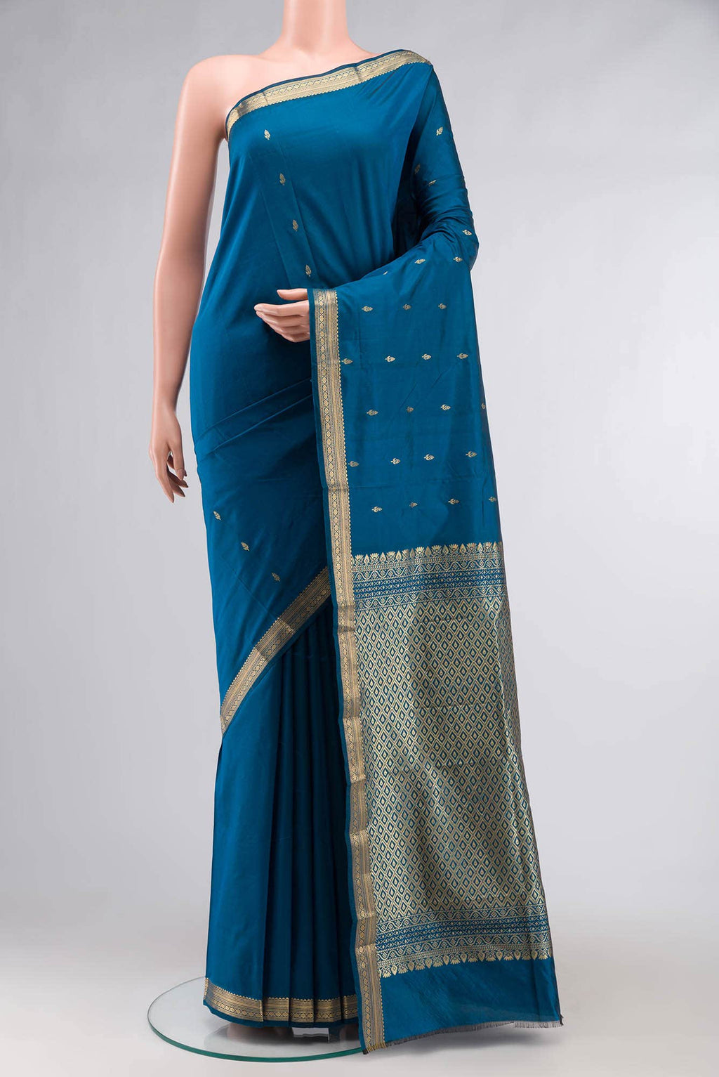 Blue Blended Bangalore Silk Saree