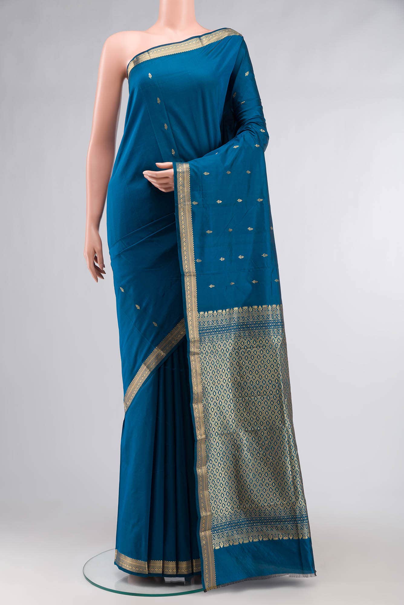 Blue Blended Bangalore Silk Saree
