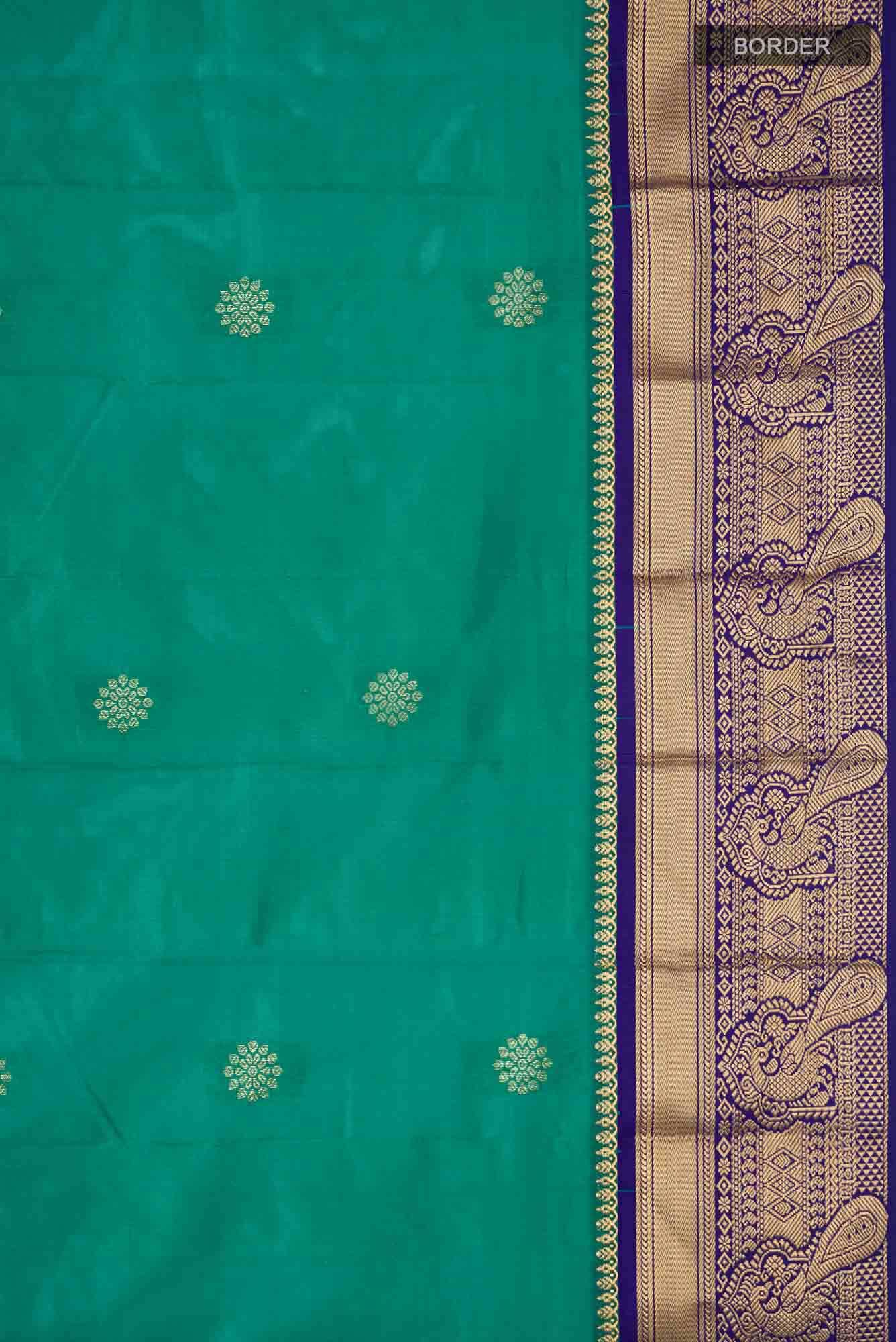Turquoise Bangalore Silk Saree
