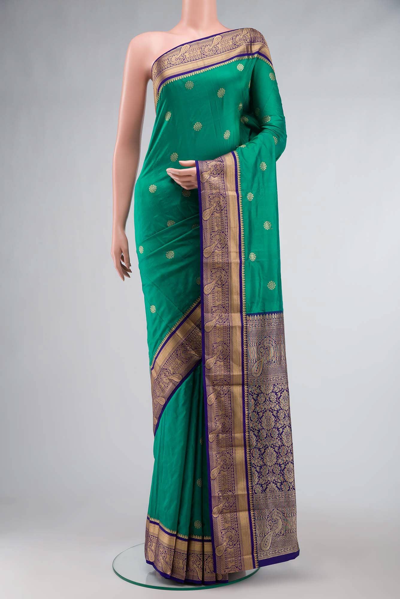 Turquoise Bangalore Silk Saree