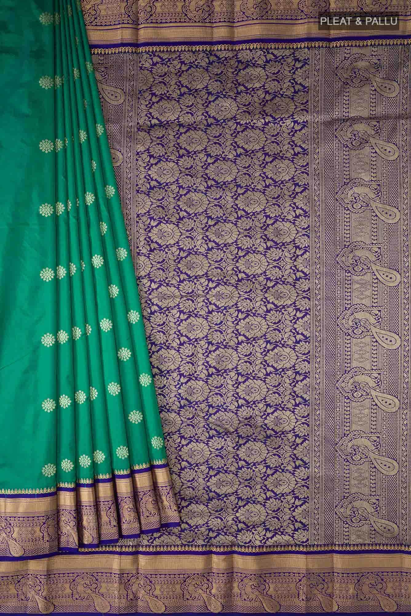 Turquoise Bangalore Silk Saree