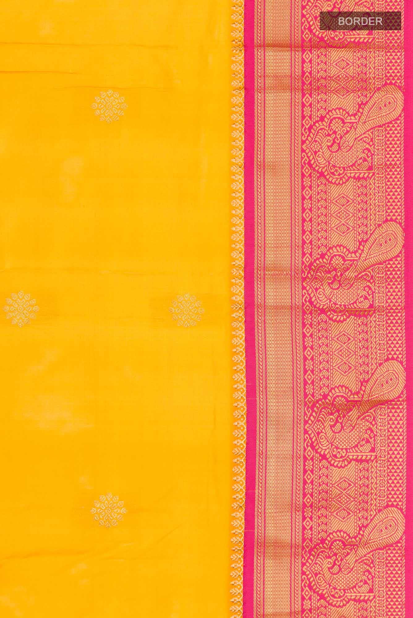 Yellow Blended Bangalore Silk Saree