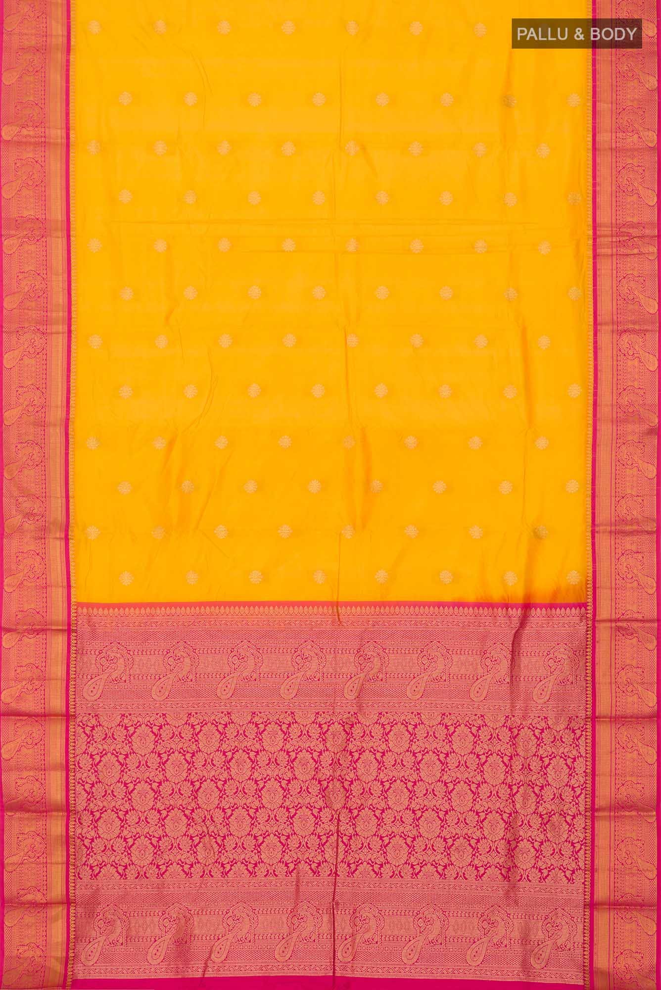 Yellow Blended Bangalore Silk Saree