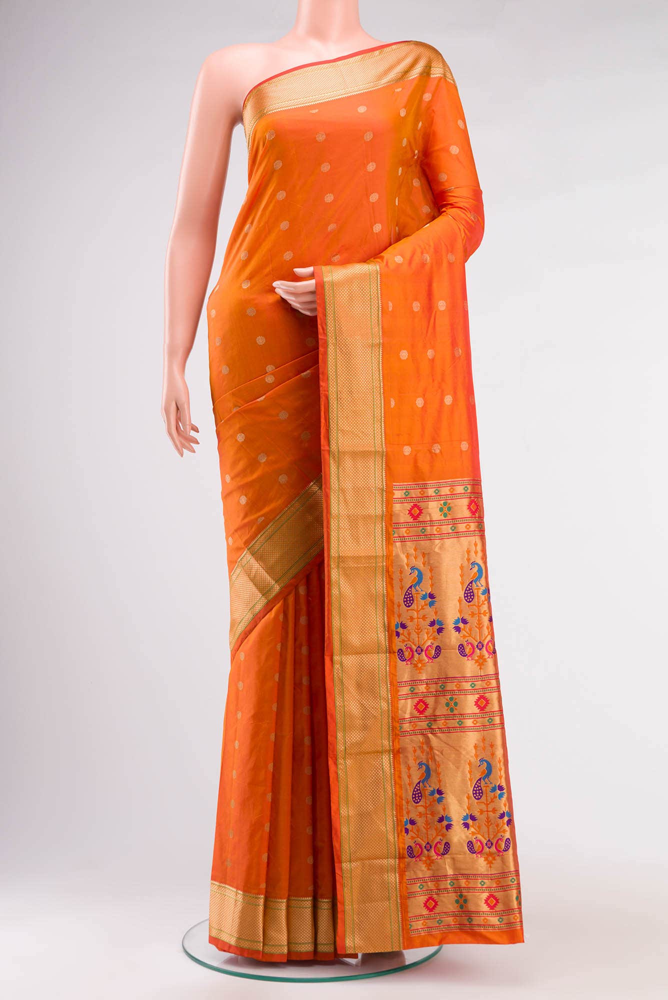 Orange Blended Bangalore Silk Saree