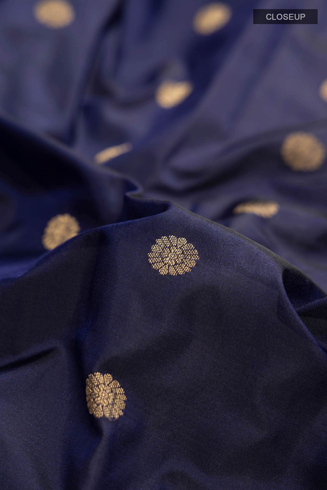 Navy Blue Blended Bangalore Silk Saree
