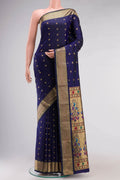 Navy Blue Blended Bangalore Silk Saree