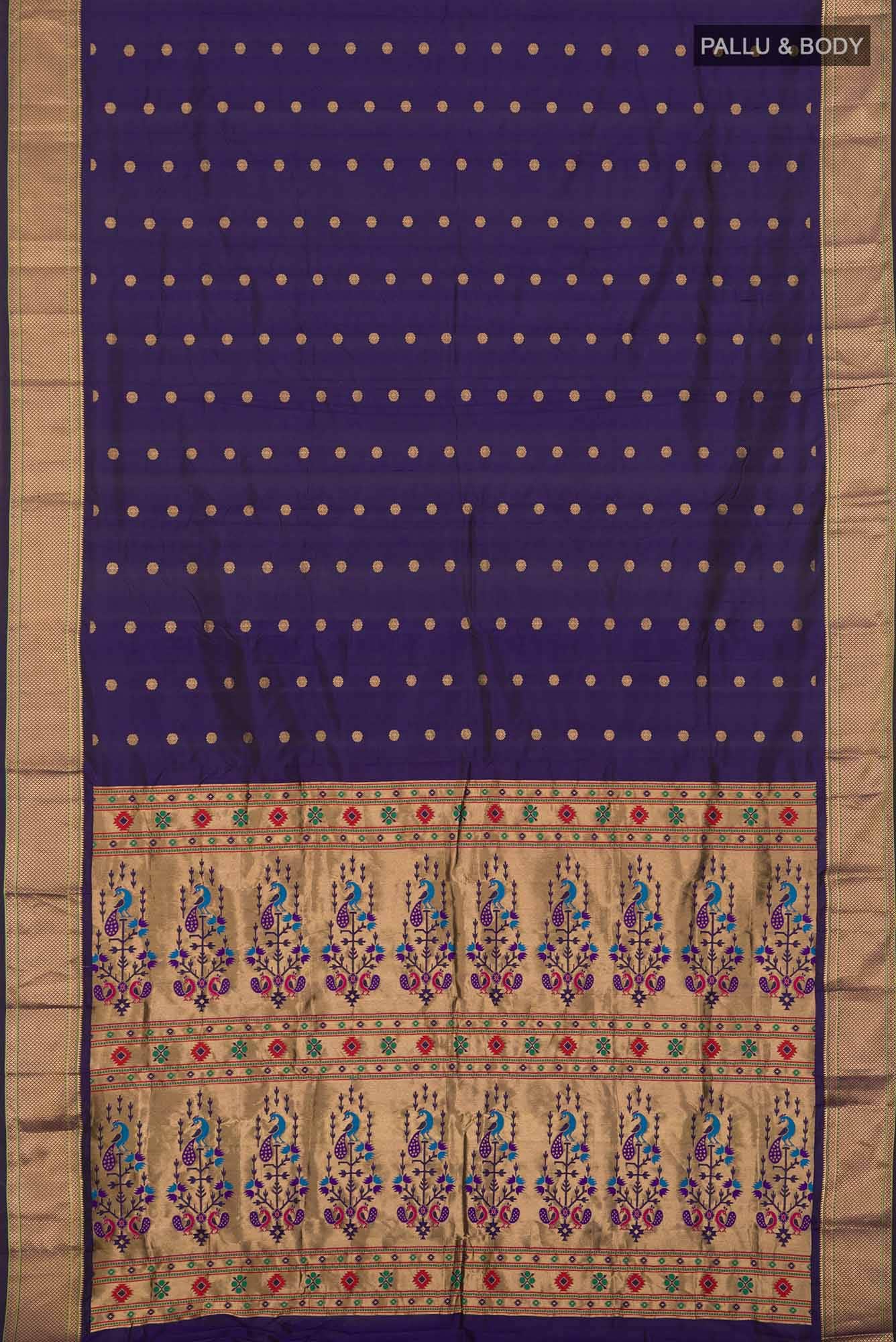 Navy Blue Blended Bangalore Silk Saree