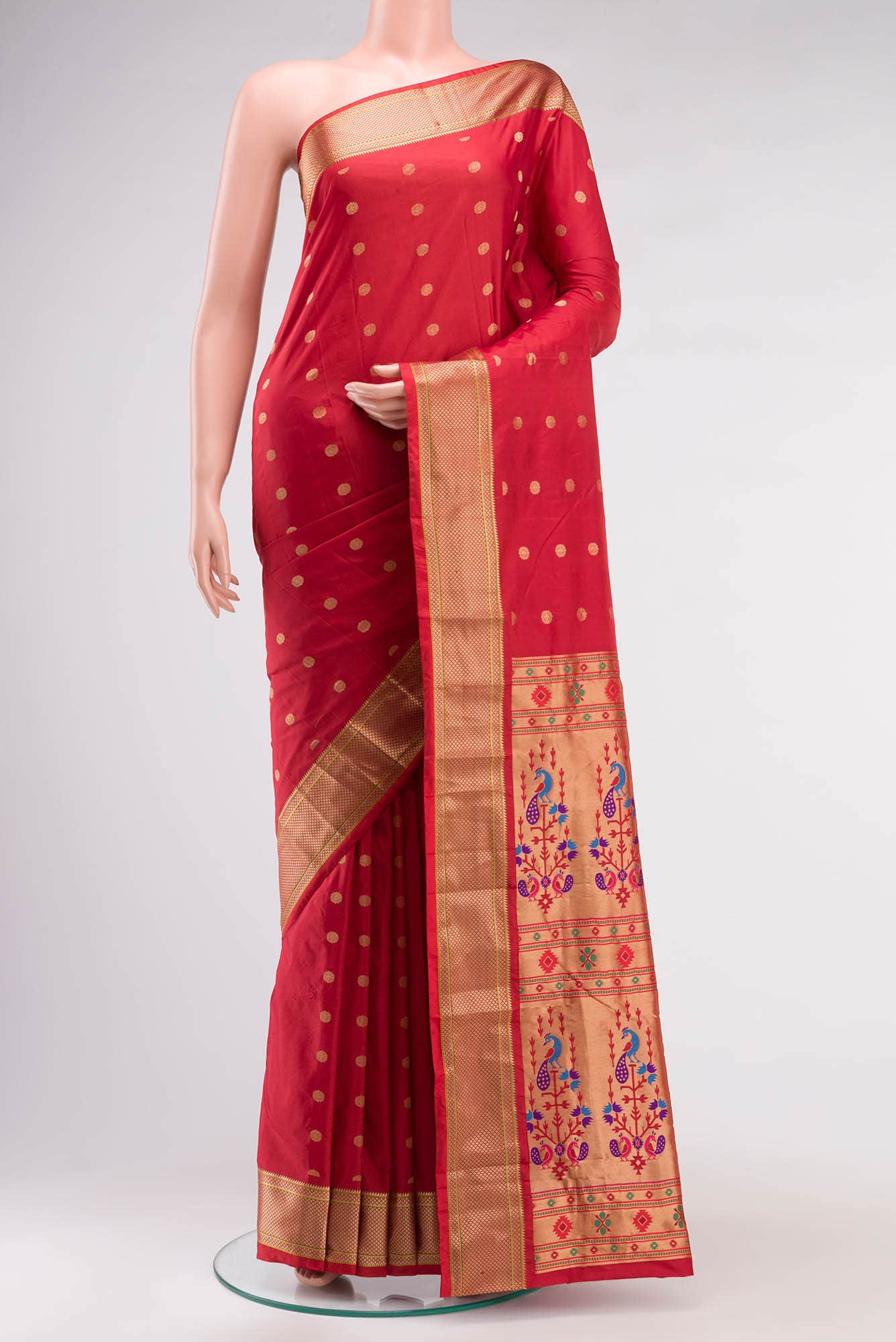 Red Blended Bangalore Silk Saree