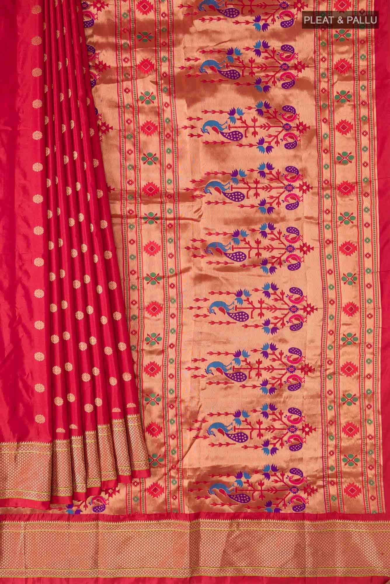 Red Blended Bangalore Silk Saree